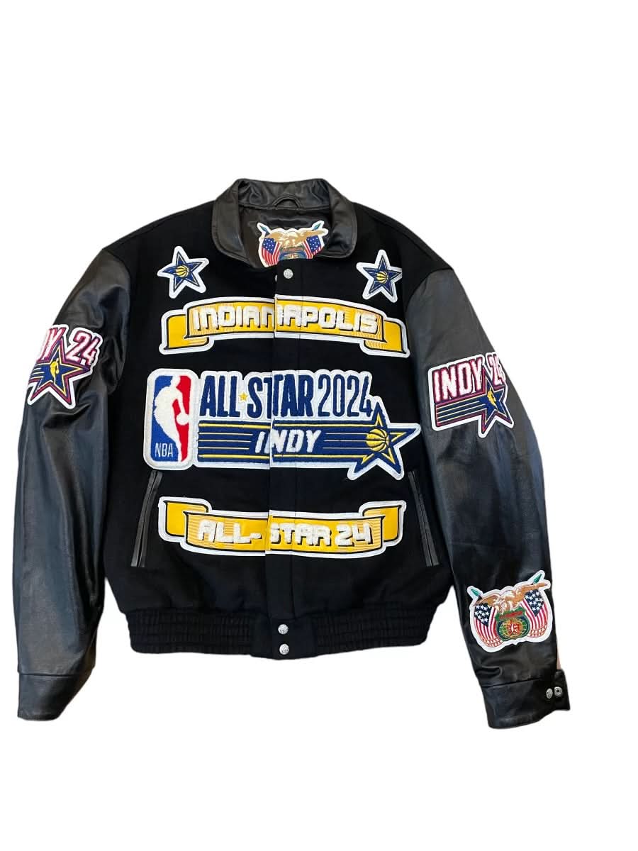 2024 NBA All-Star Indianapolis Wool & Leather Jacket Black