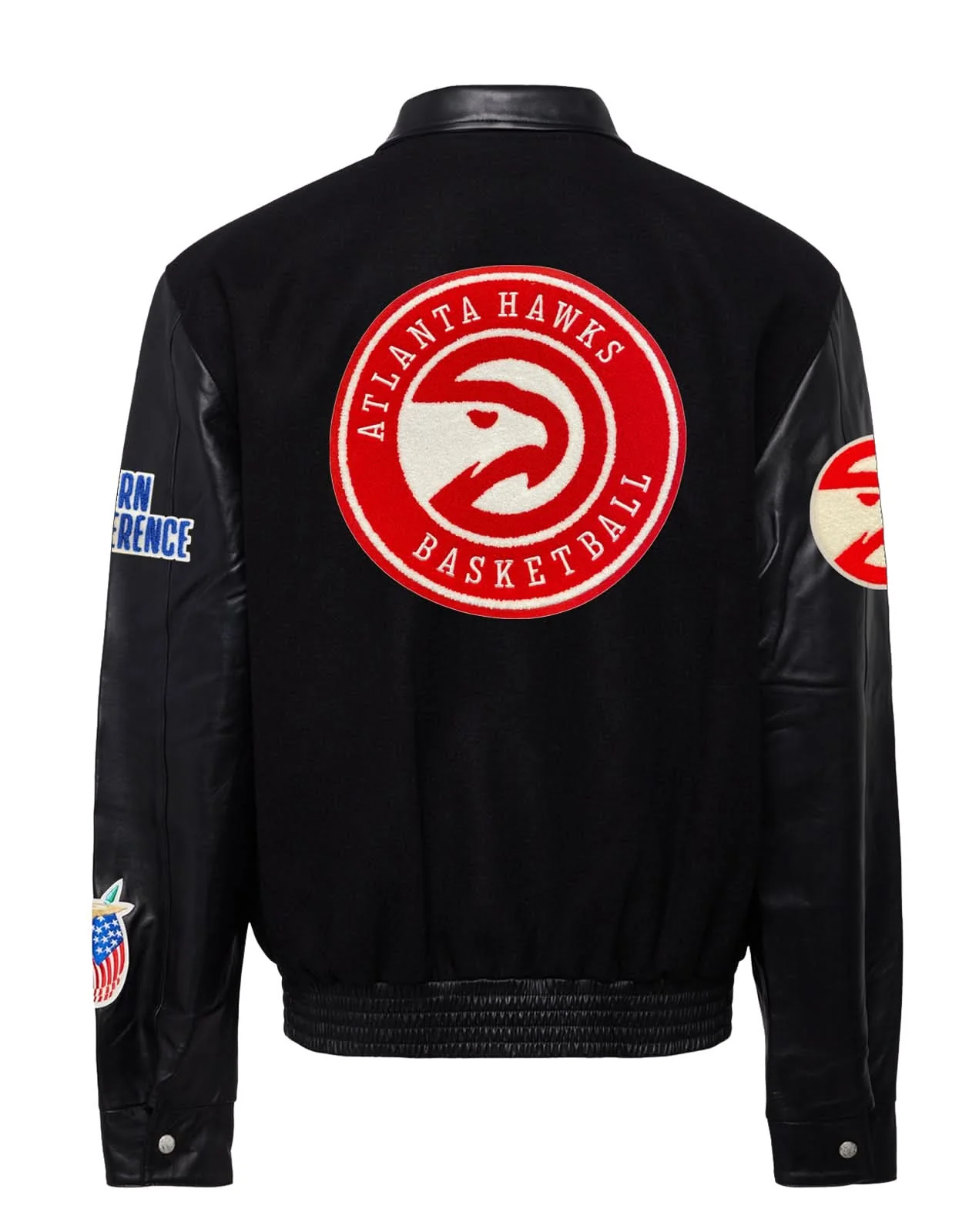 Atlanta Hawks Wool & Leather Jacket Black