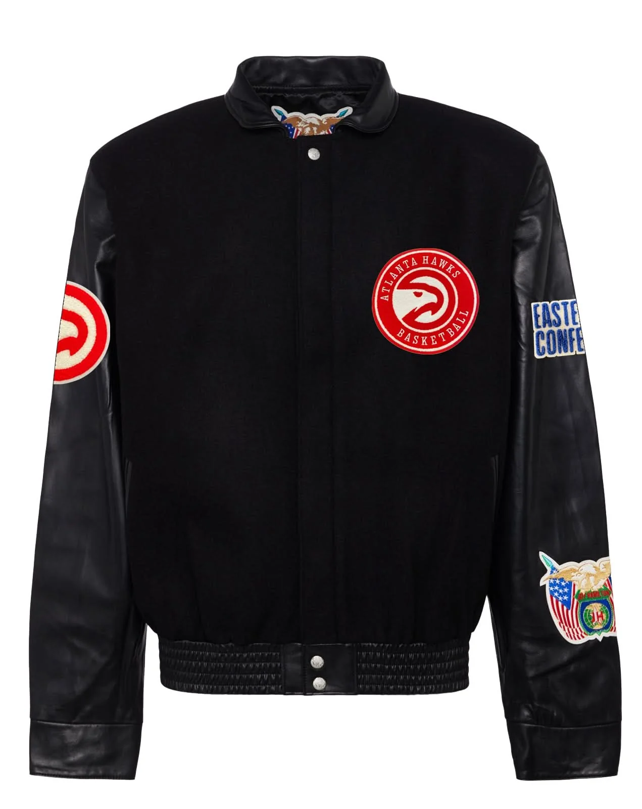Atlanta Hawks Wool & Leather Jacket Black - Image 2