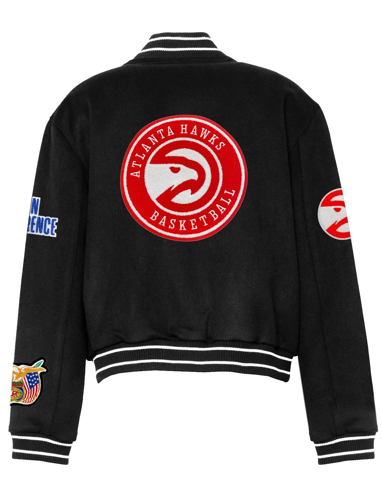 Atlanta Hawks Wool Varsity Jacket Black - Image 3