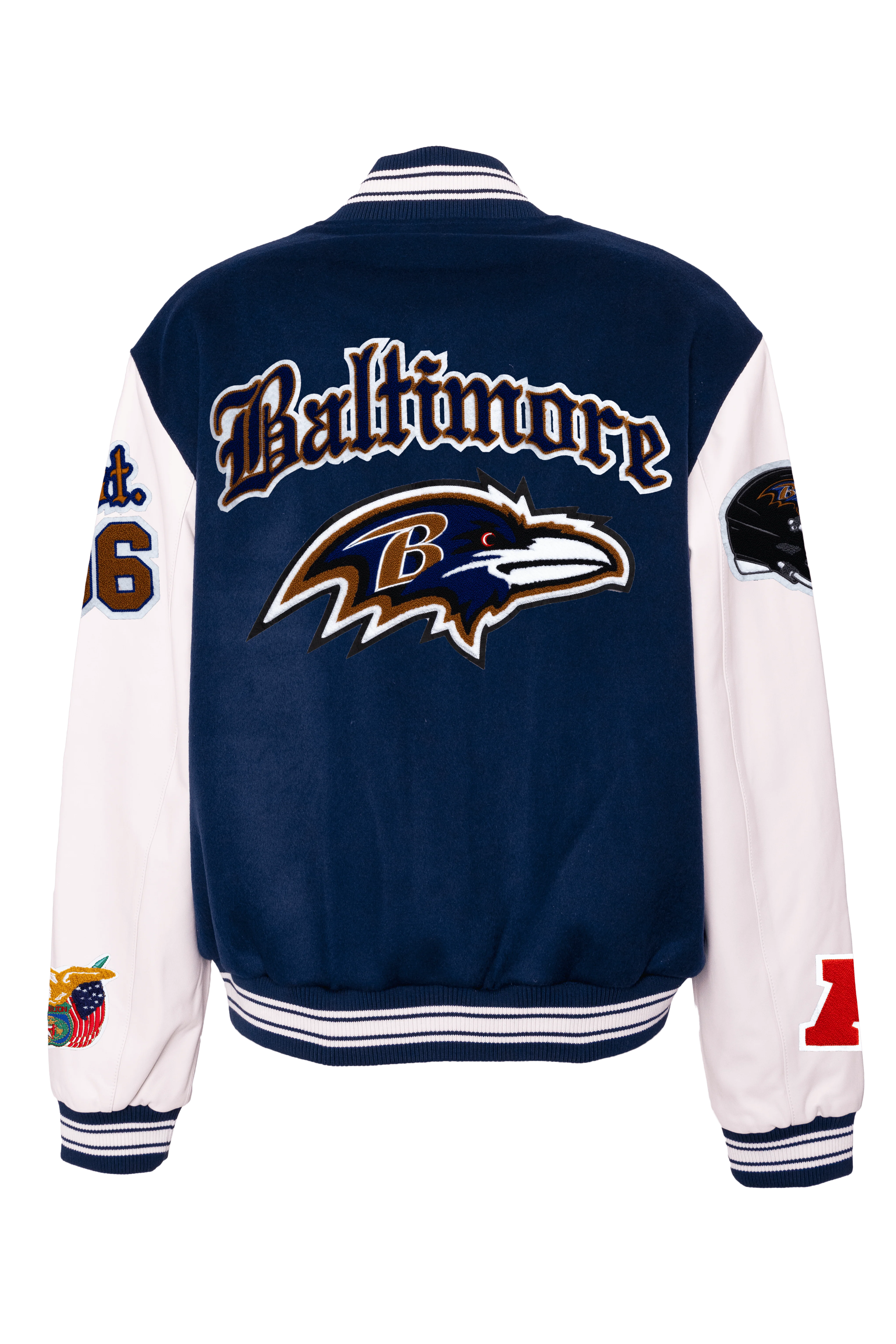 Baltimore Raven Wool & Leather Old English Varsity Jacket - Image 3
