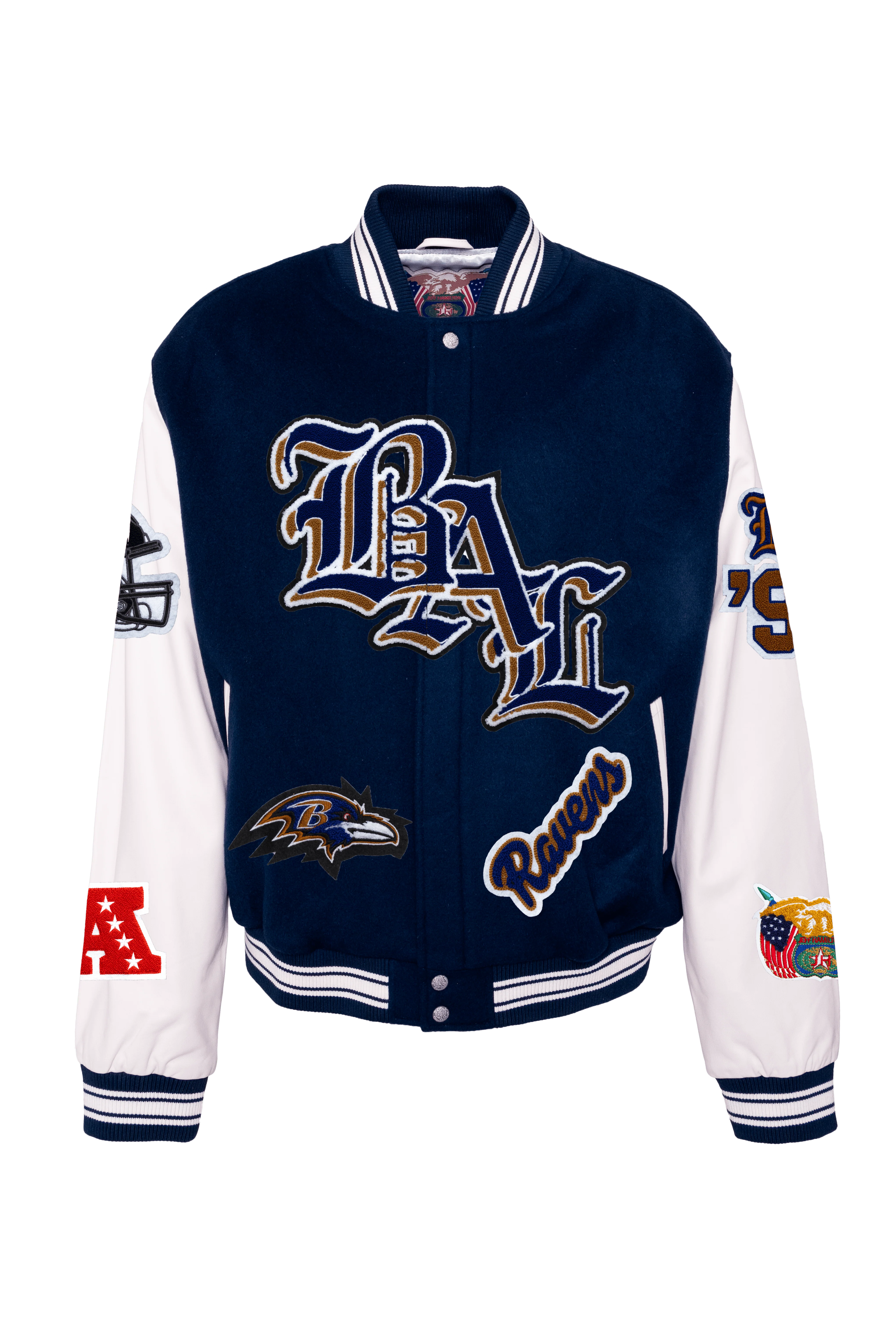 Baltimore Raven Wool & Leather Old English Varsity Jacket - Image 4