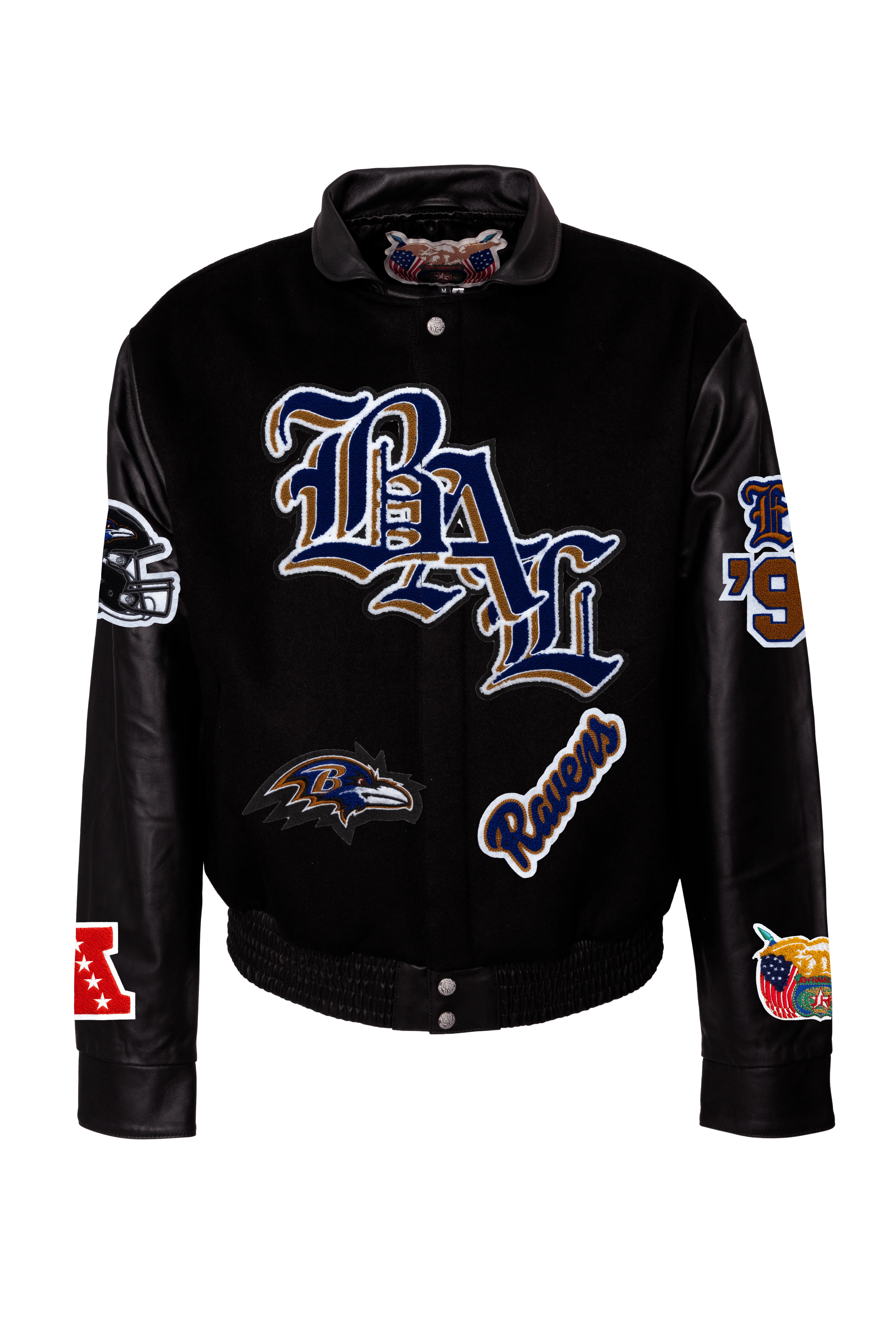 Baltimore Raven Wool & Leather Old English Varsity Jacket - Image 8