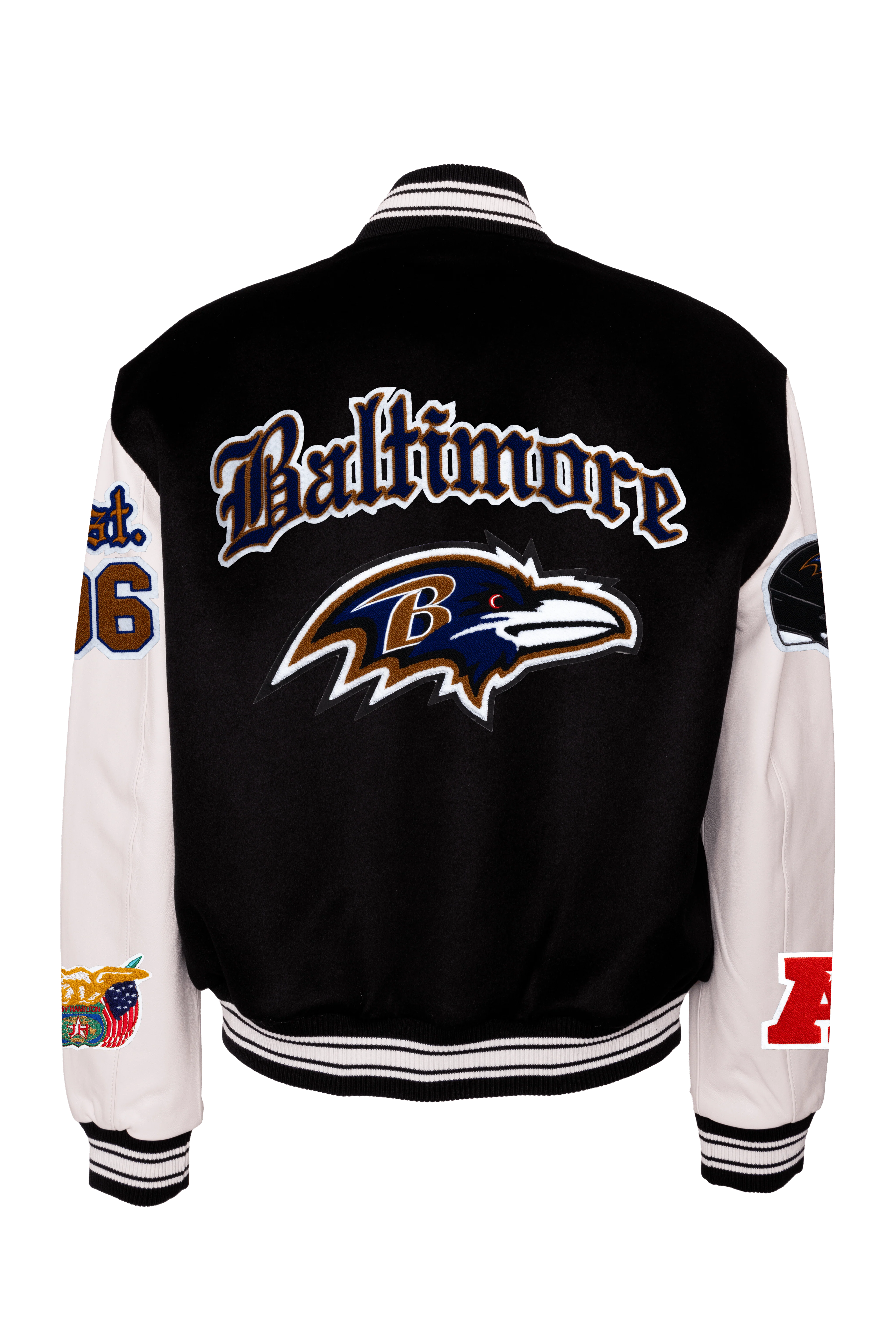Baltimore Raven Wool & Leather Old English Varsity Jacket - Image 9