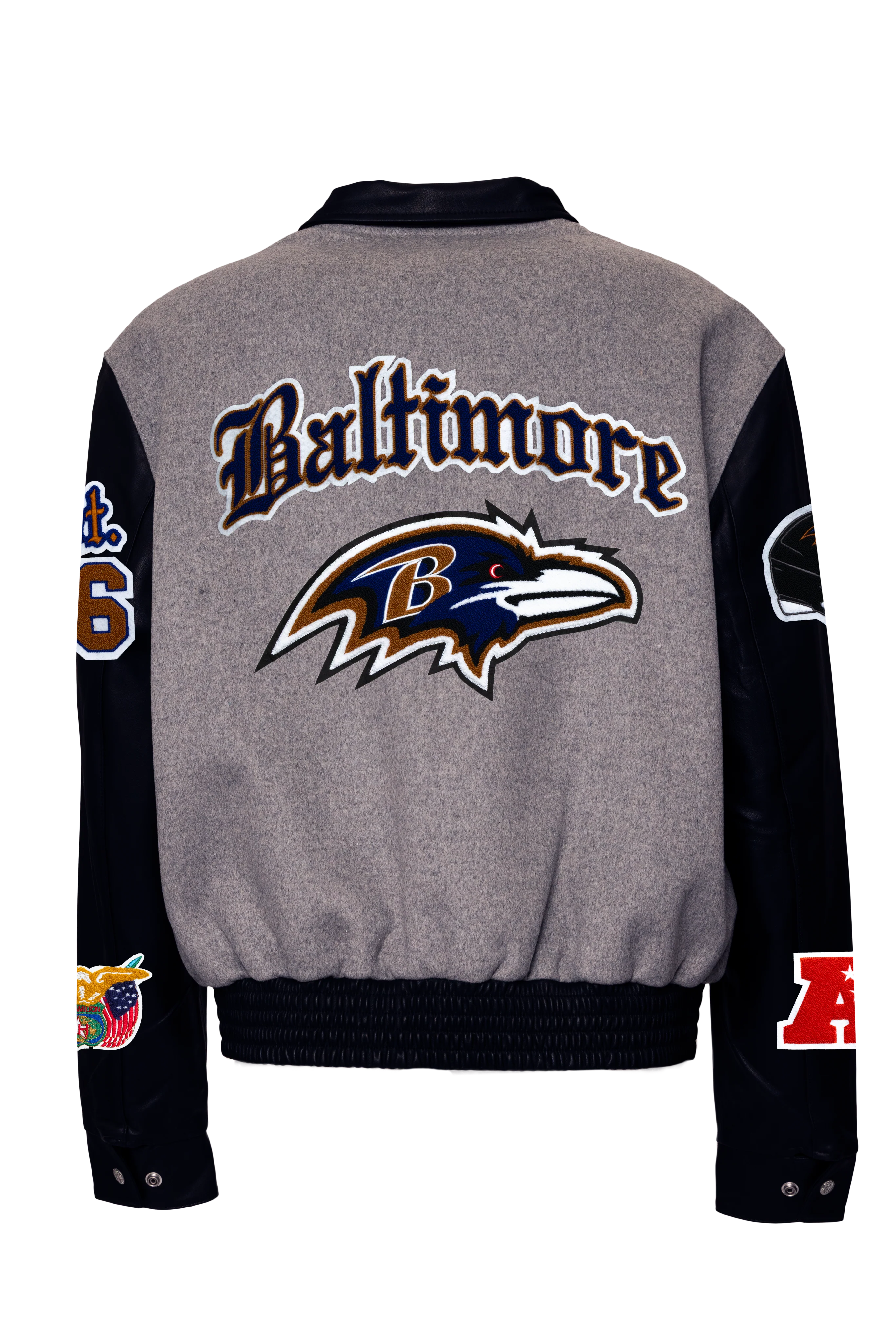 Baltimore Ravens Wool & Leather Old English Varsity Jacket - Image 3