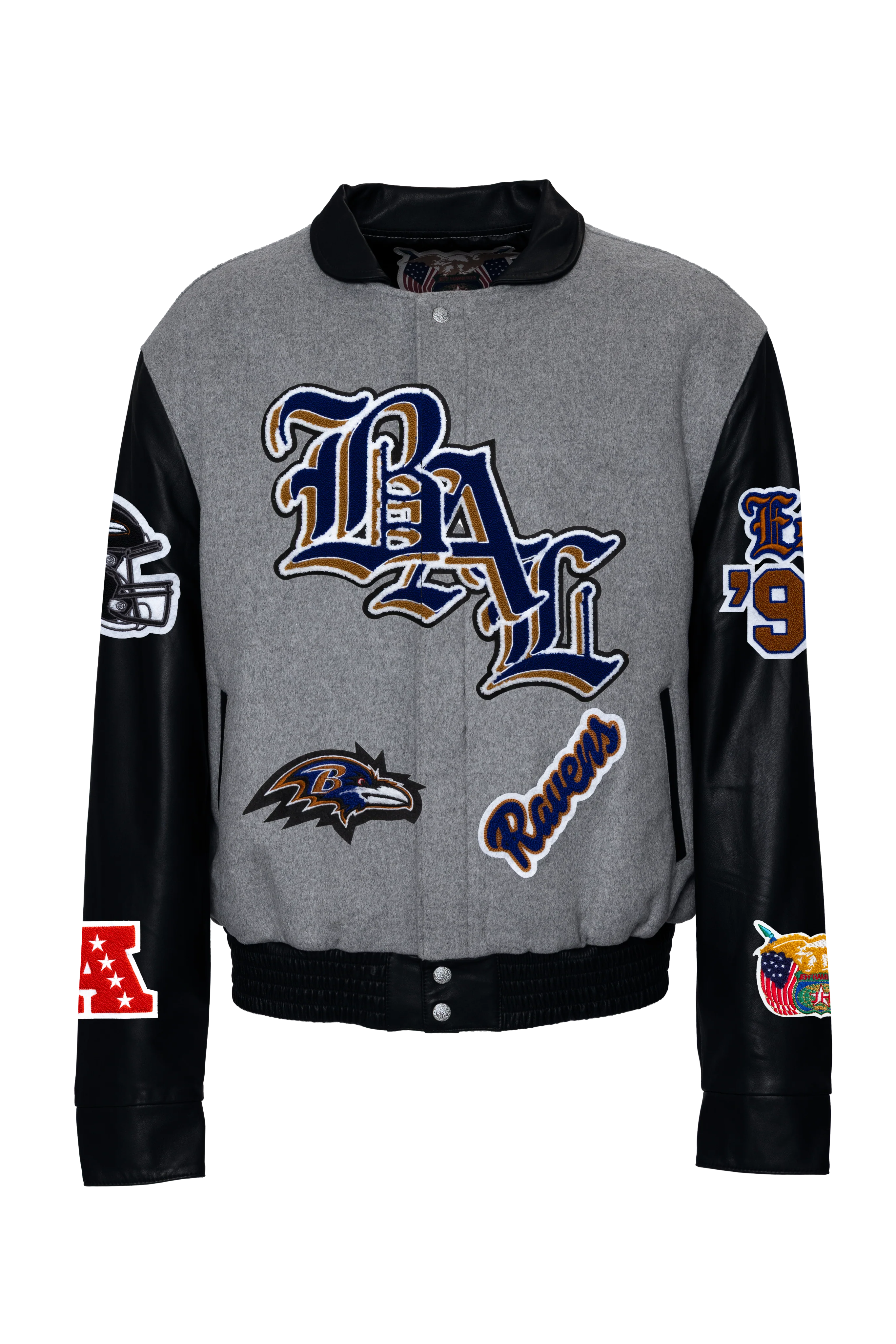 Baltimore Ravens Wool & Leather Old English Varsity Jacket - Image 4