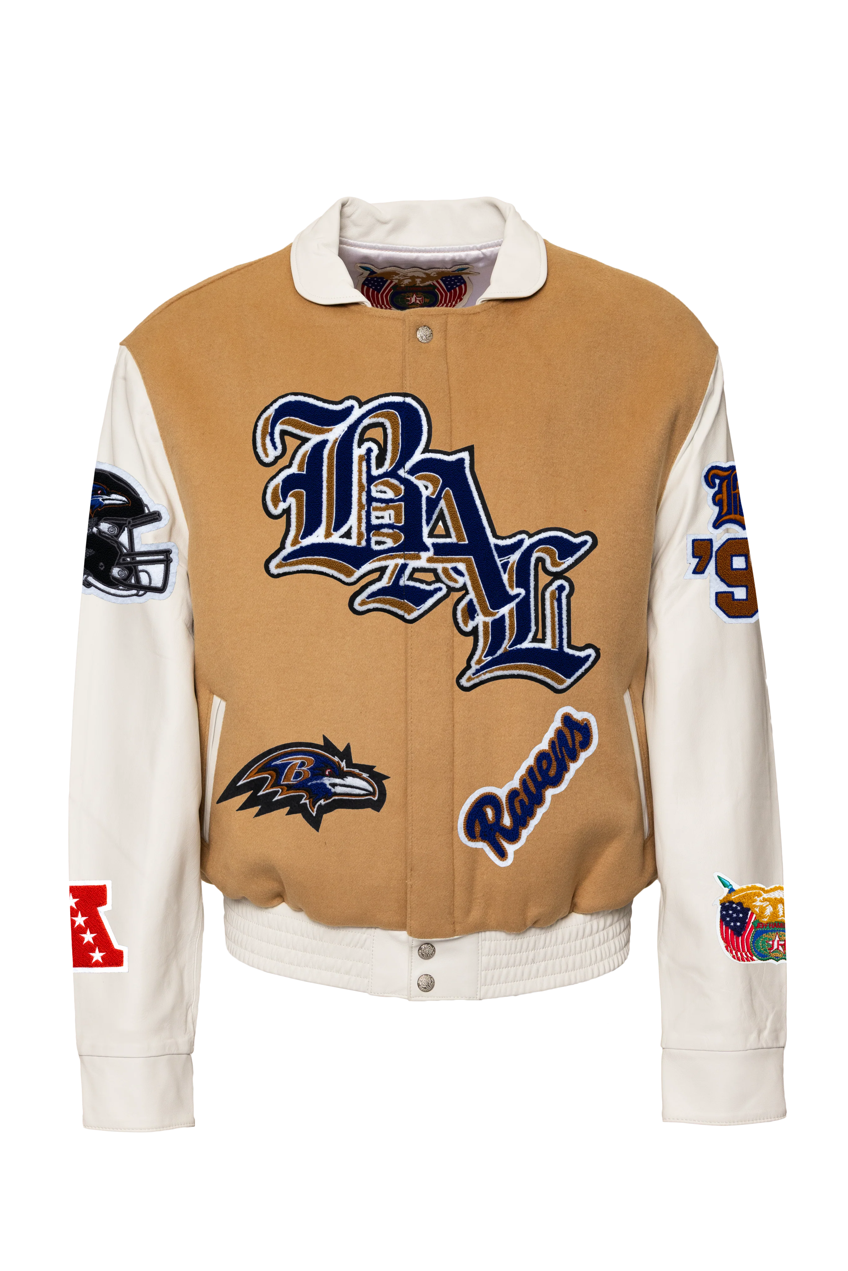 Baltimore Ravens Wool & Leather Old English Varsity Jacket - Image 6