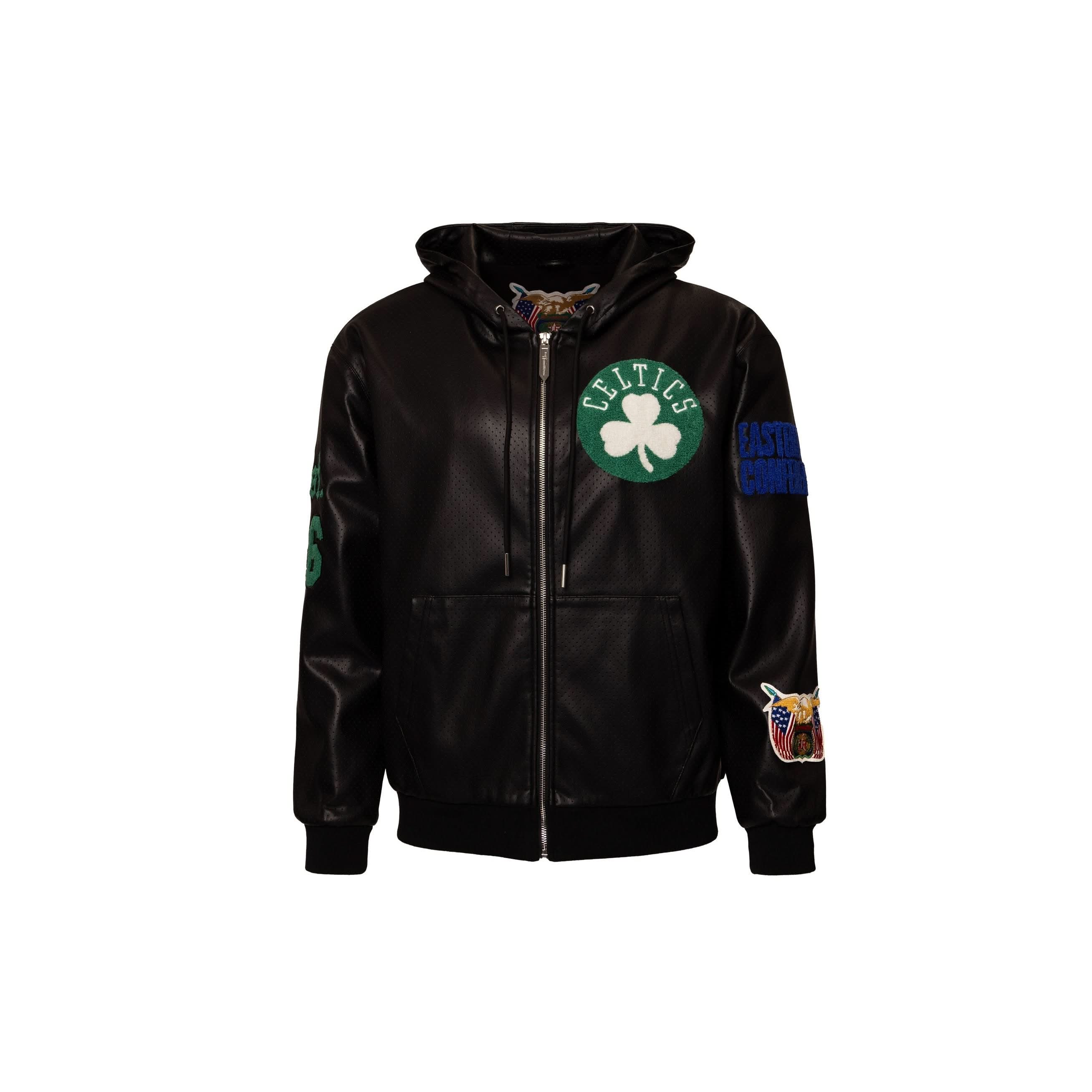 Boston Celtics 1946 Lightweight Vegan Zip-Up Hooded Jacket Black AR - Image 3