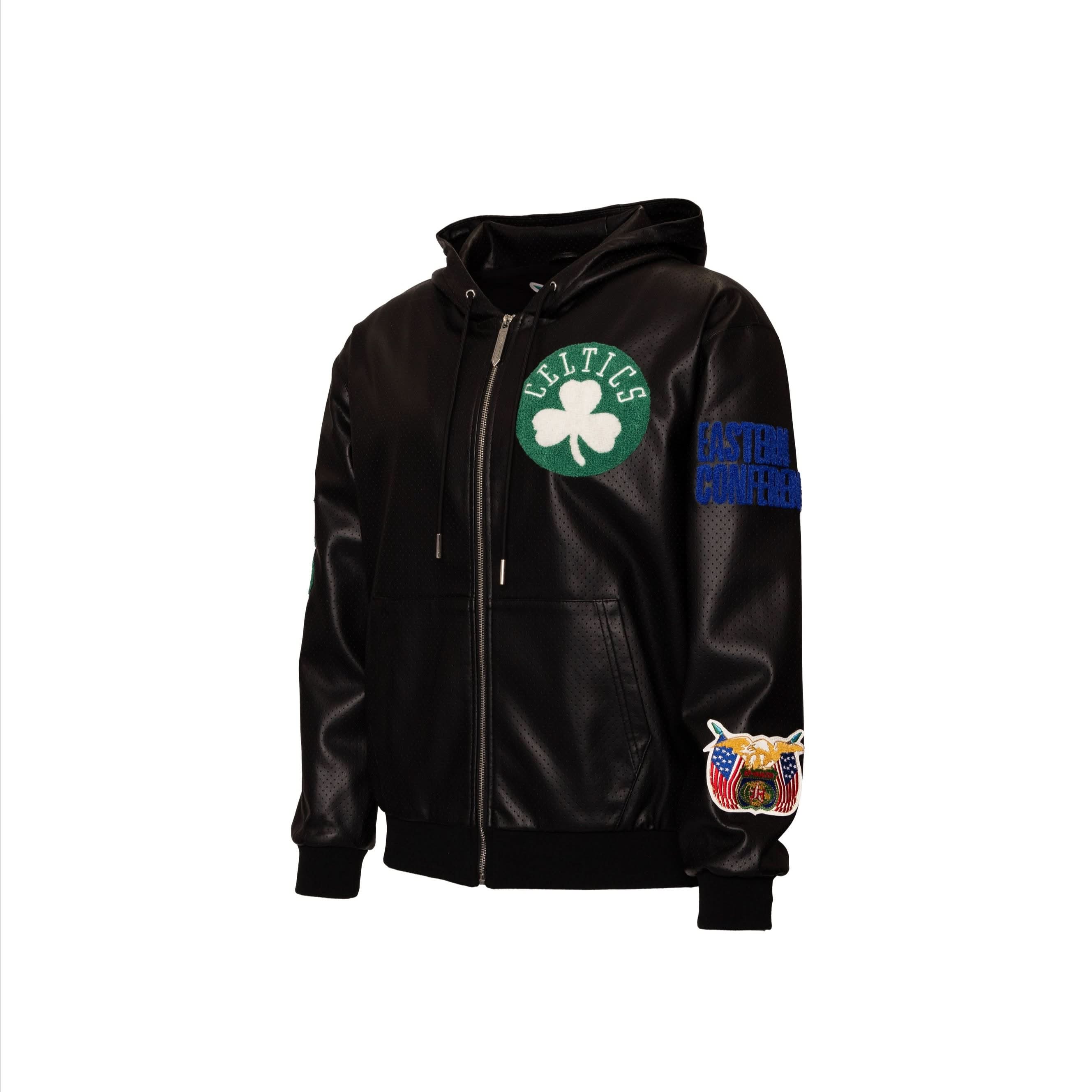 Boston Celtics 1946 Lightweight Vegan Zip-Up Hooded Jacket Black AR - Image 4