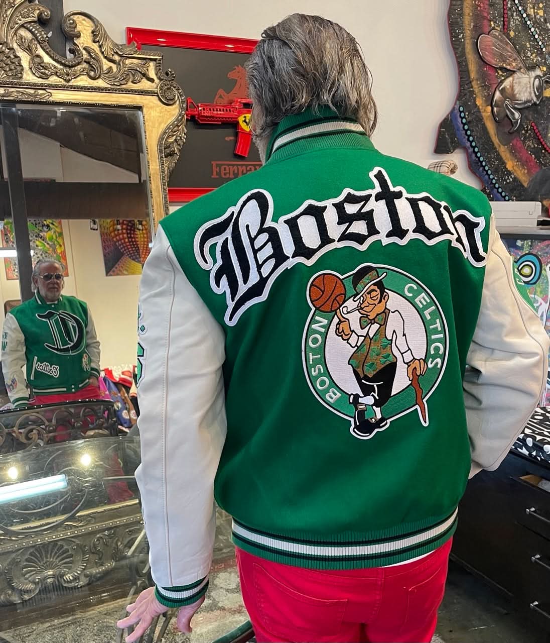 Boston Celtics Wool & Leather Varsity Jacket - Image 3