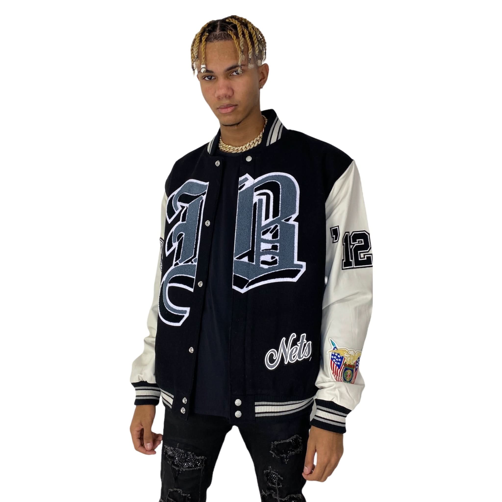 Brooklyn Nets Wool & Leather Varsity Jacket - Image 6