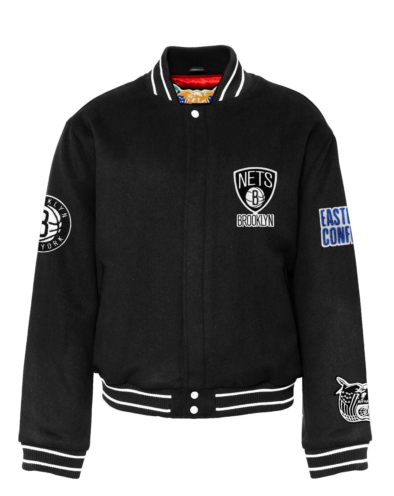 Brooklyn Nets Wool Varsity Jacket Black - Image 3
