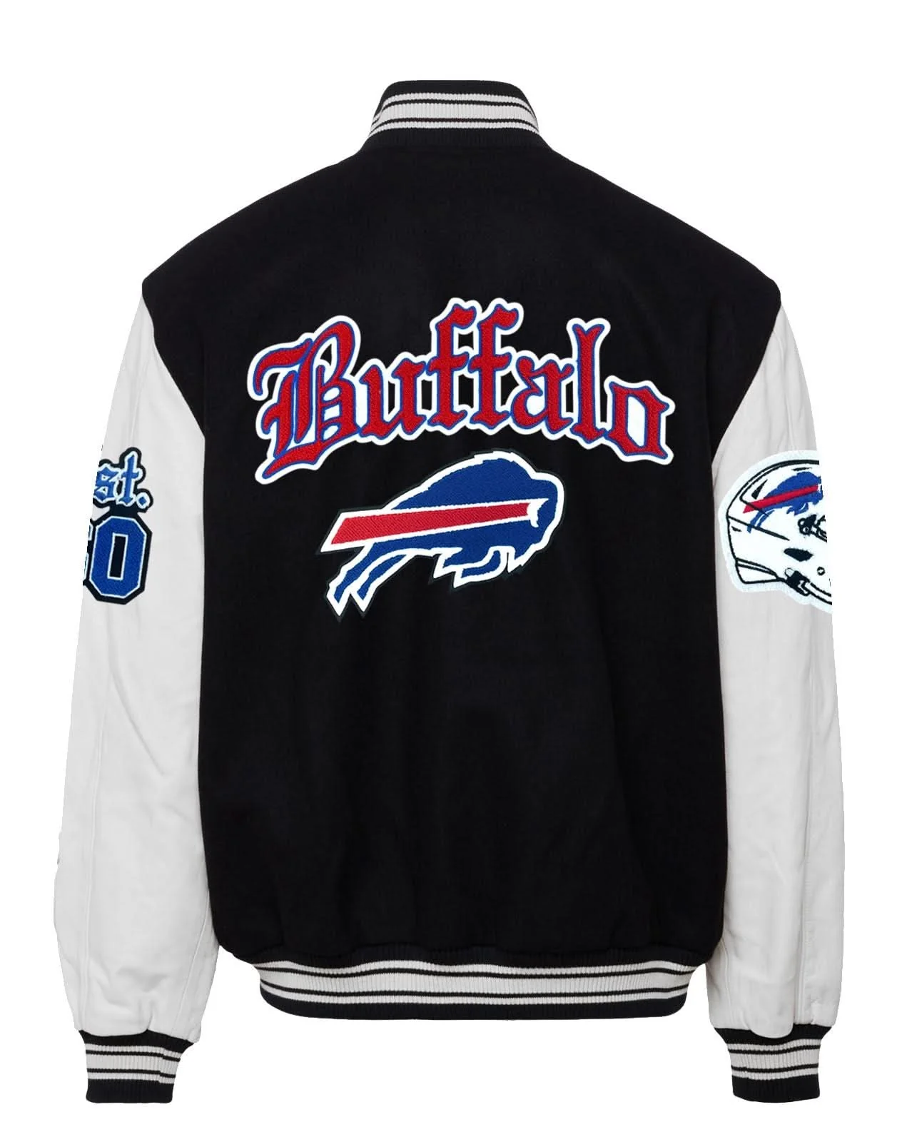 Buffalo Bills Wool & Leather Old English Varsity Jacket - Image 3