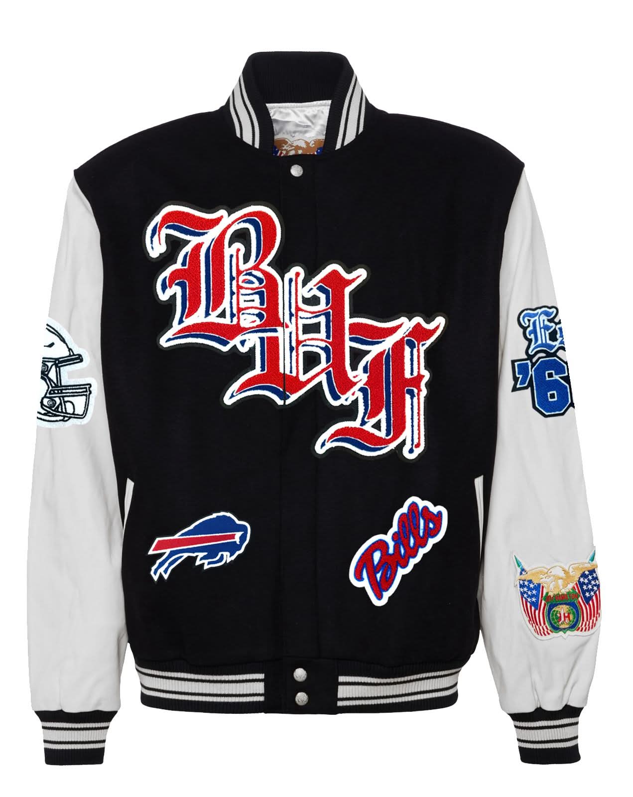 Buffalo Bills Wool & Leather Old English Varsity Jacket - Image 4