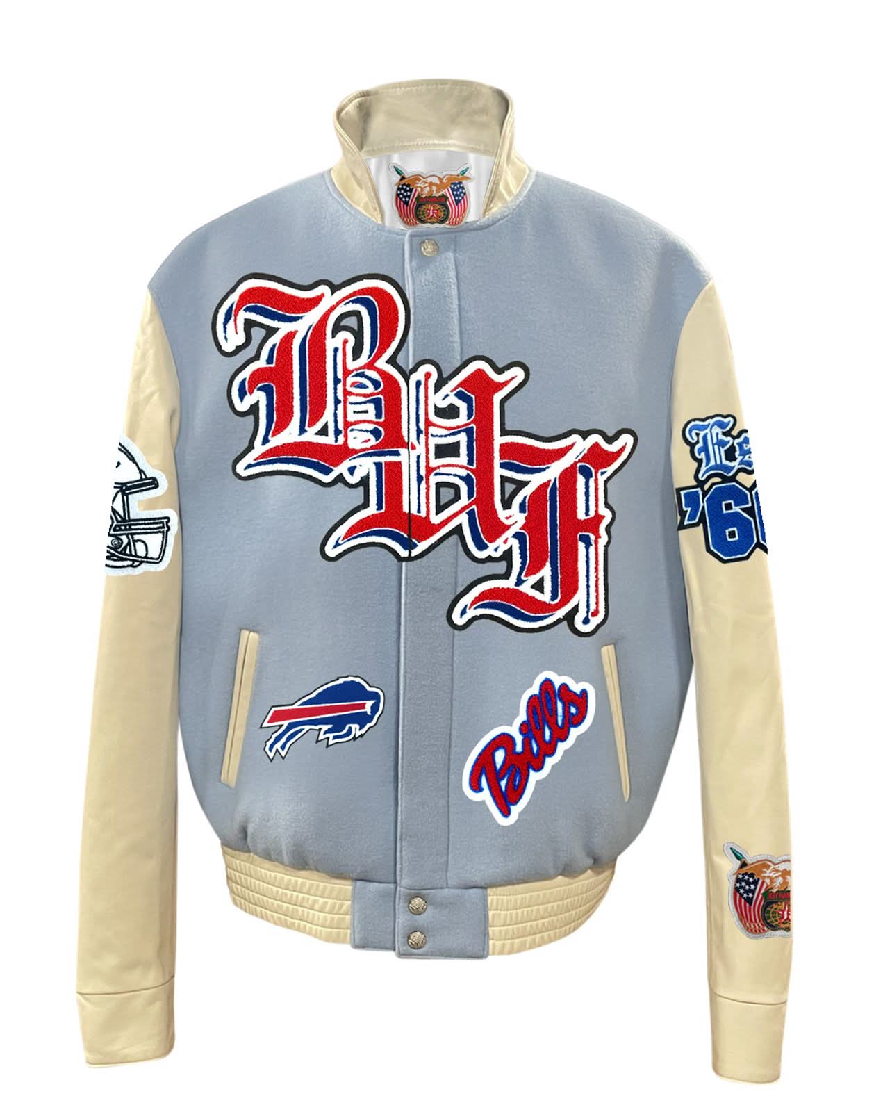 Buffalo Bills Wool & Leather Old English Varsity Jacket - Image 6
