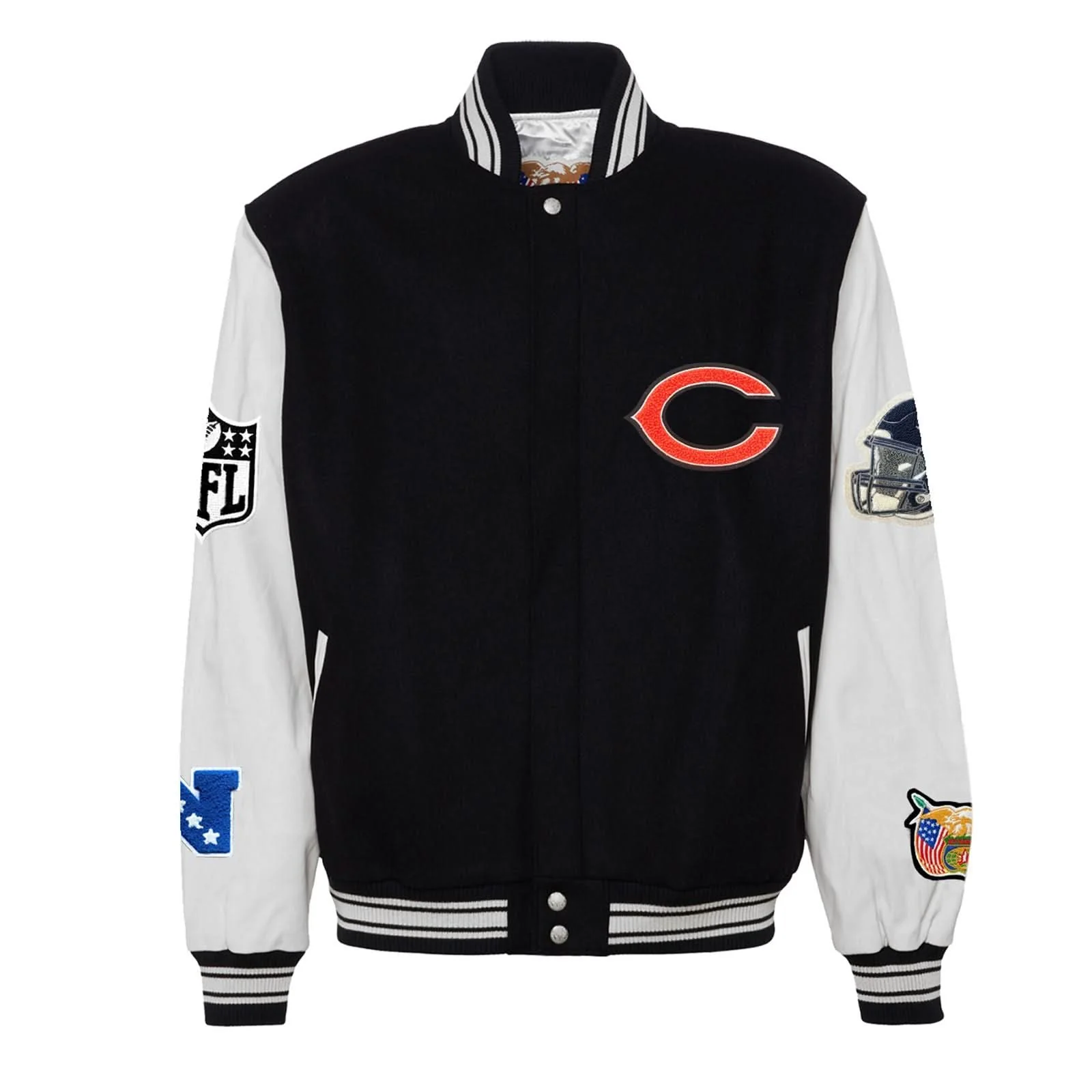 CHICAGO BEARS WOOL & LEATHER BLKWHT VARSITY JACKET - AR - Image 2