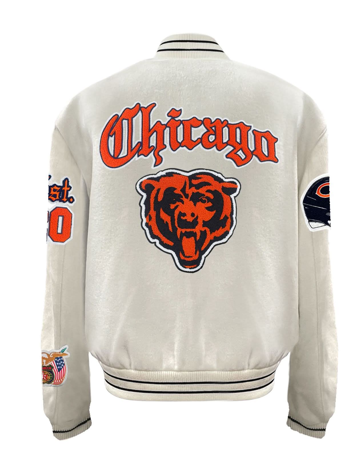 Chicago Bears Wool Old English Varsity Jacket White - Image 2
