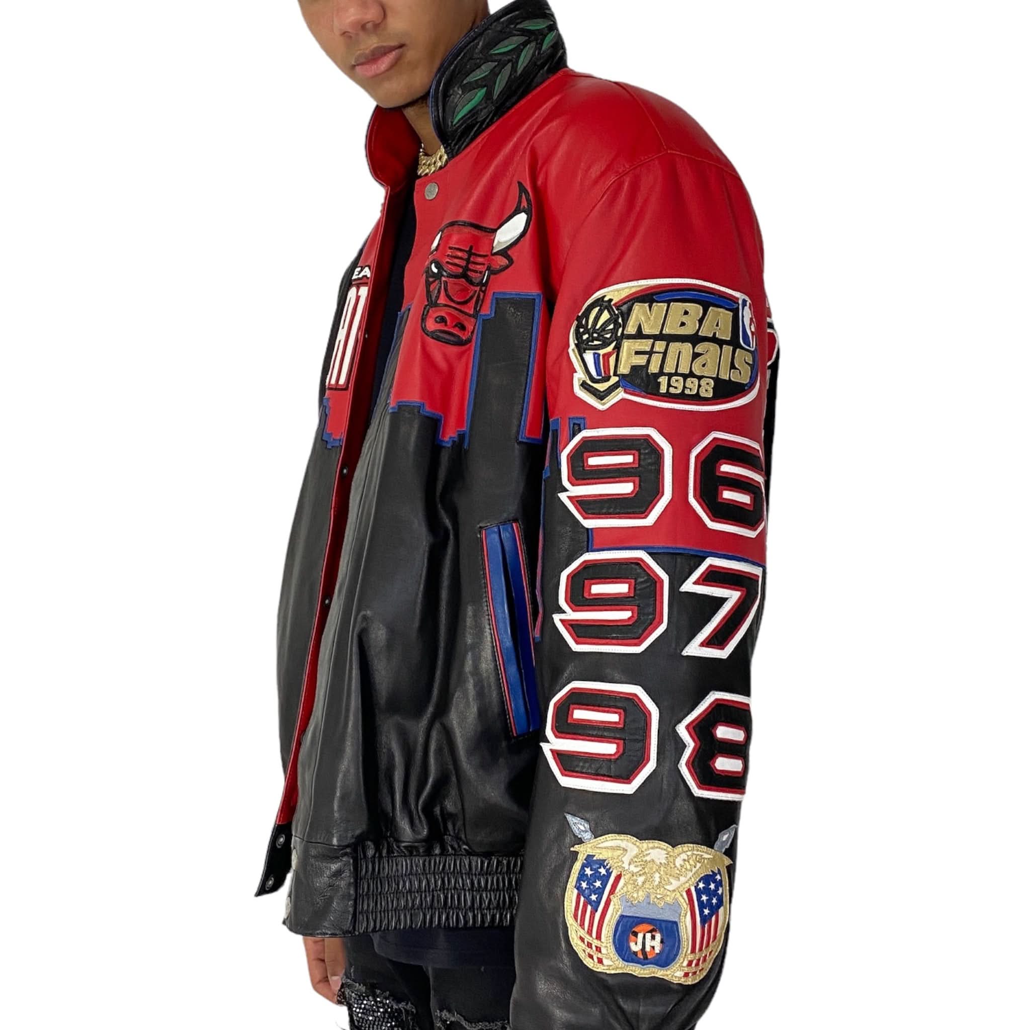 Chicago Bulls 3-Peat Championship Genuine Leather Jacket - Image 3