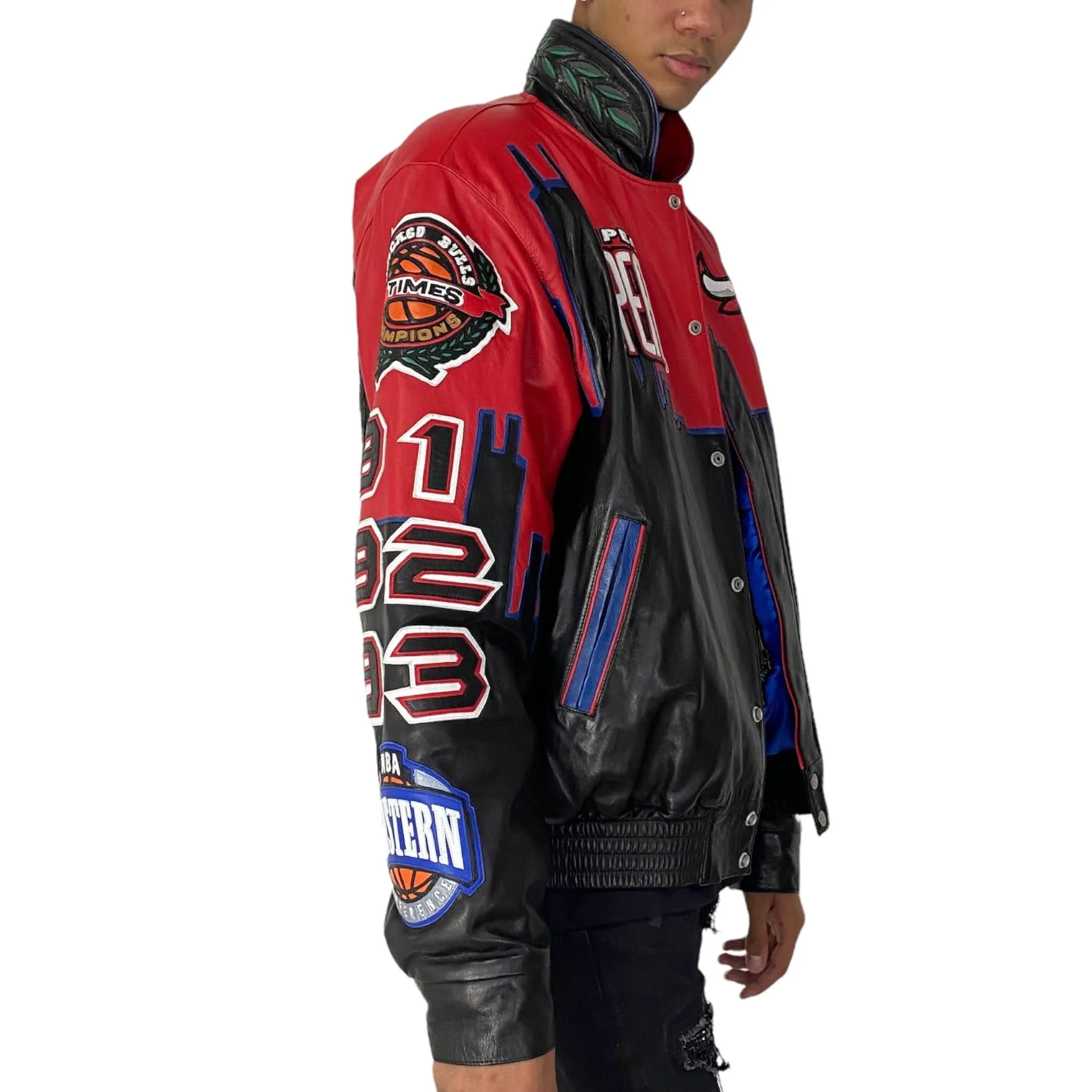 Chicago Bulls 3-Peat Championship Genuine Leather Jacket - Image 4