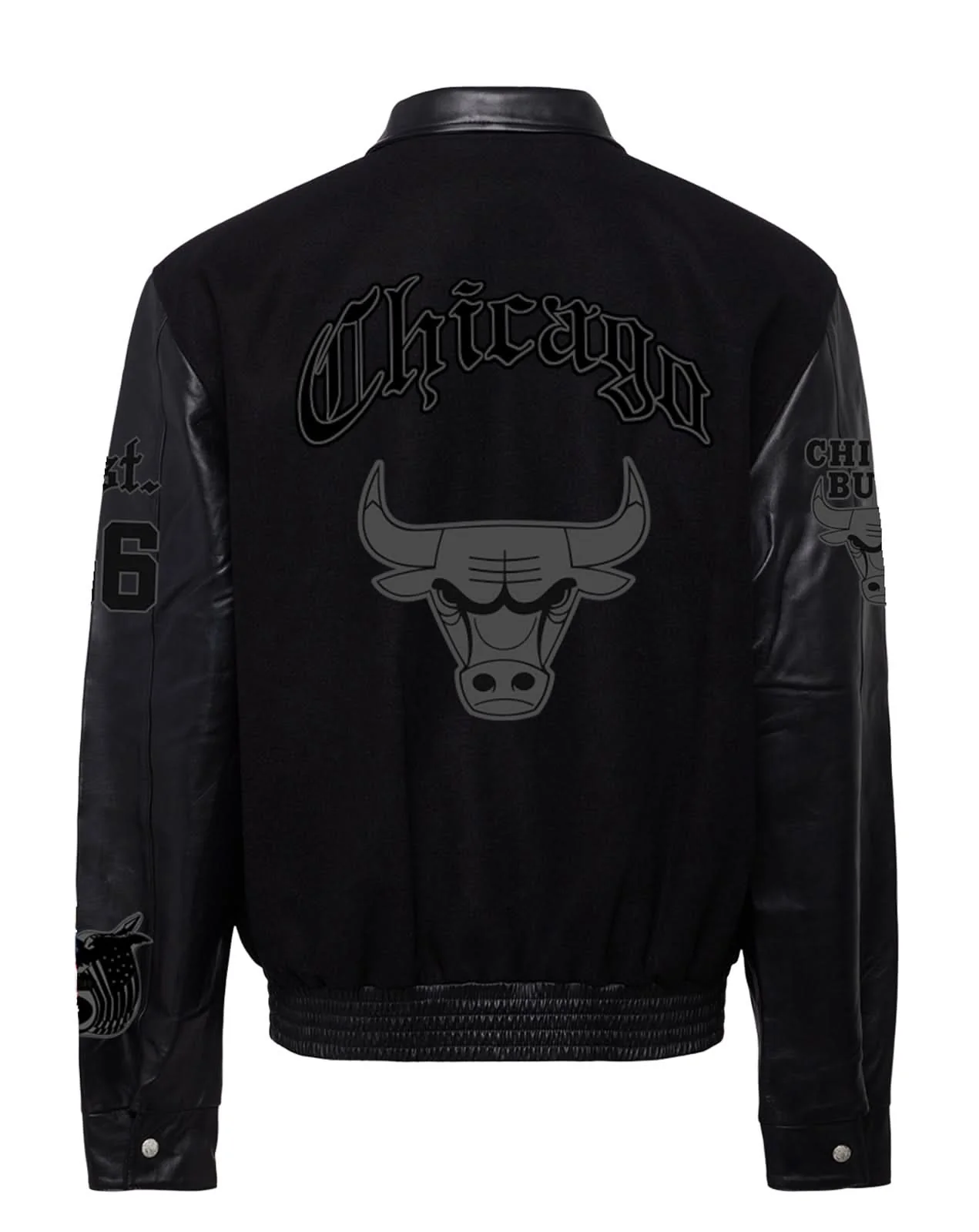 Chicago Bulls Wool & Leather Old English Varsity Jacket Black/Black - Image 2