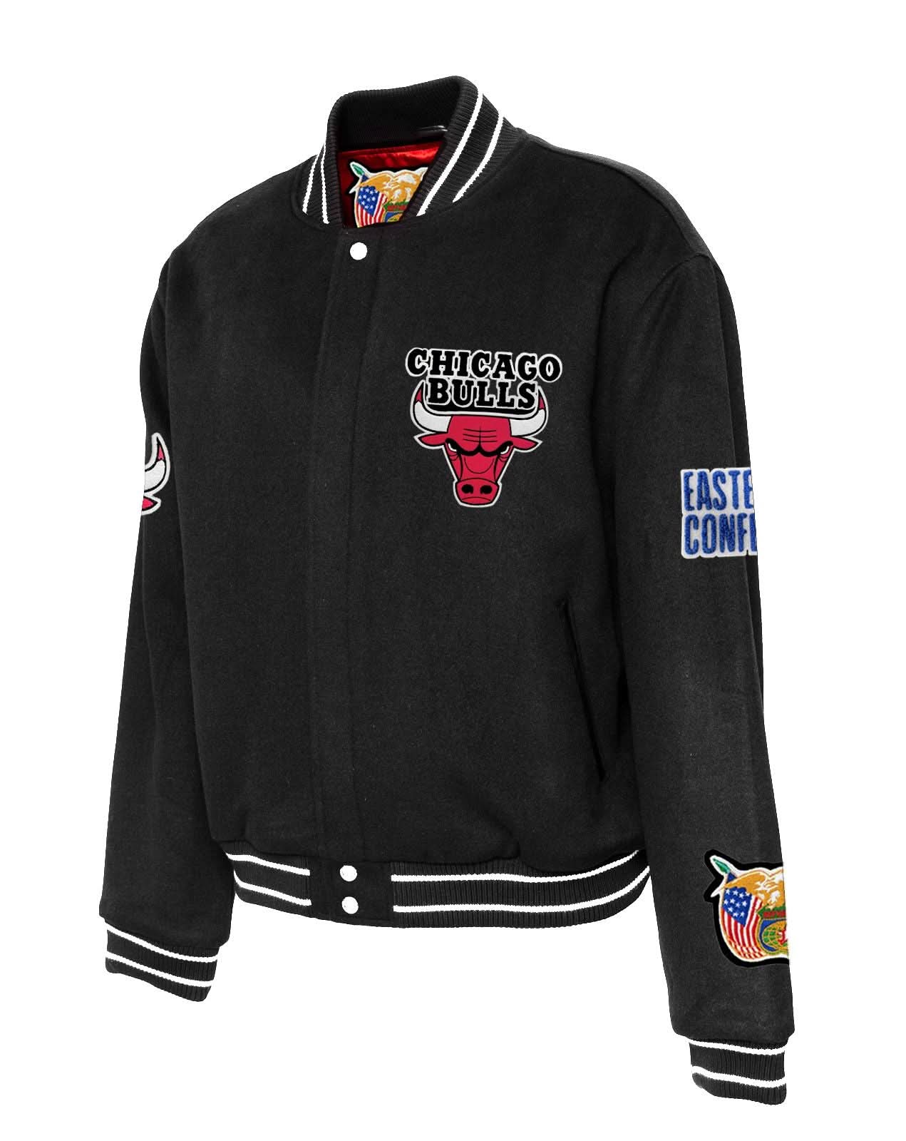 Chicago Bulls Wool Varsity Jacket Black - Image 3