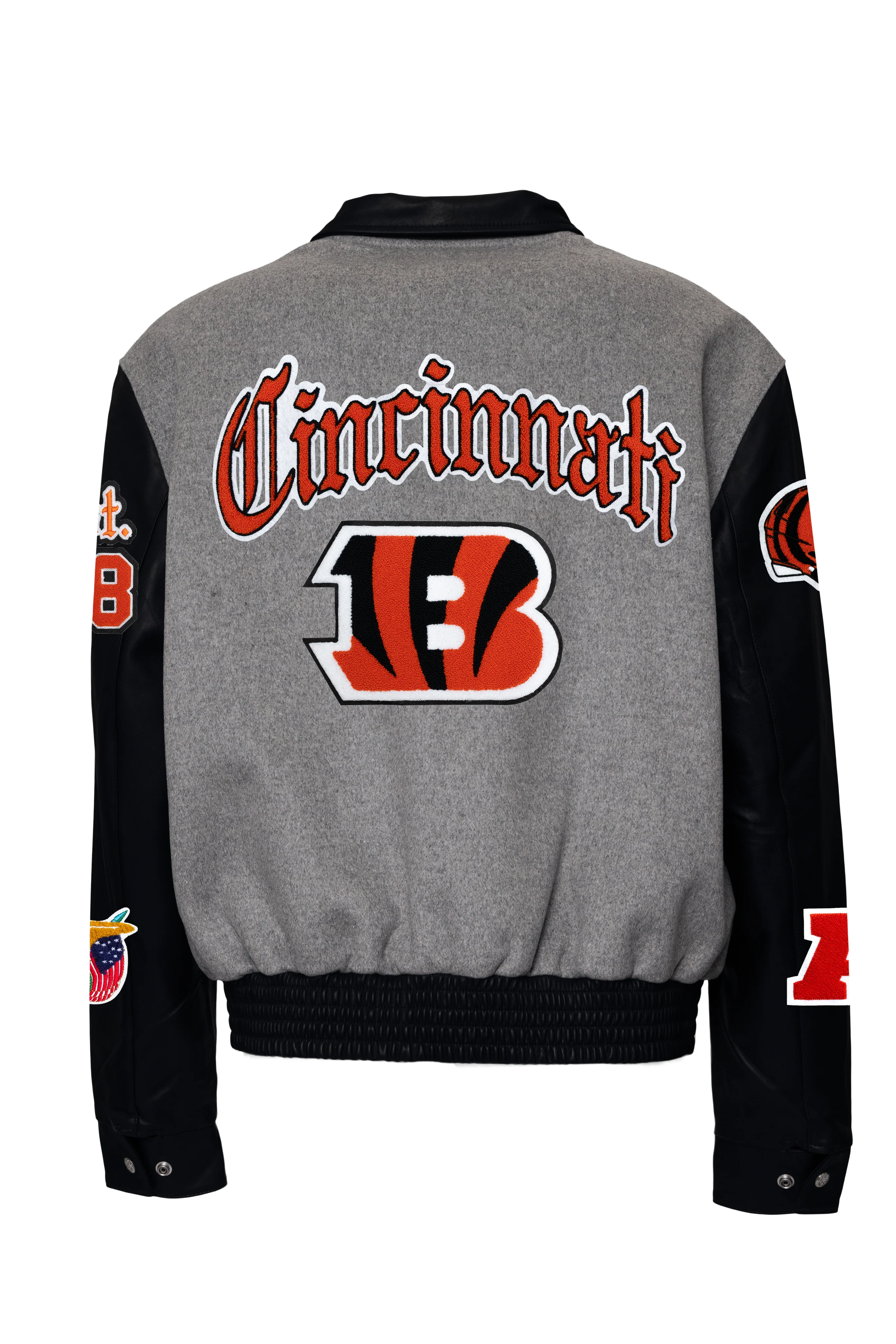 Cincinnati Bengals Wool & Leather Old English Varsity Jacket - Image 3