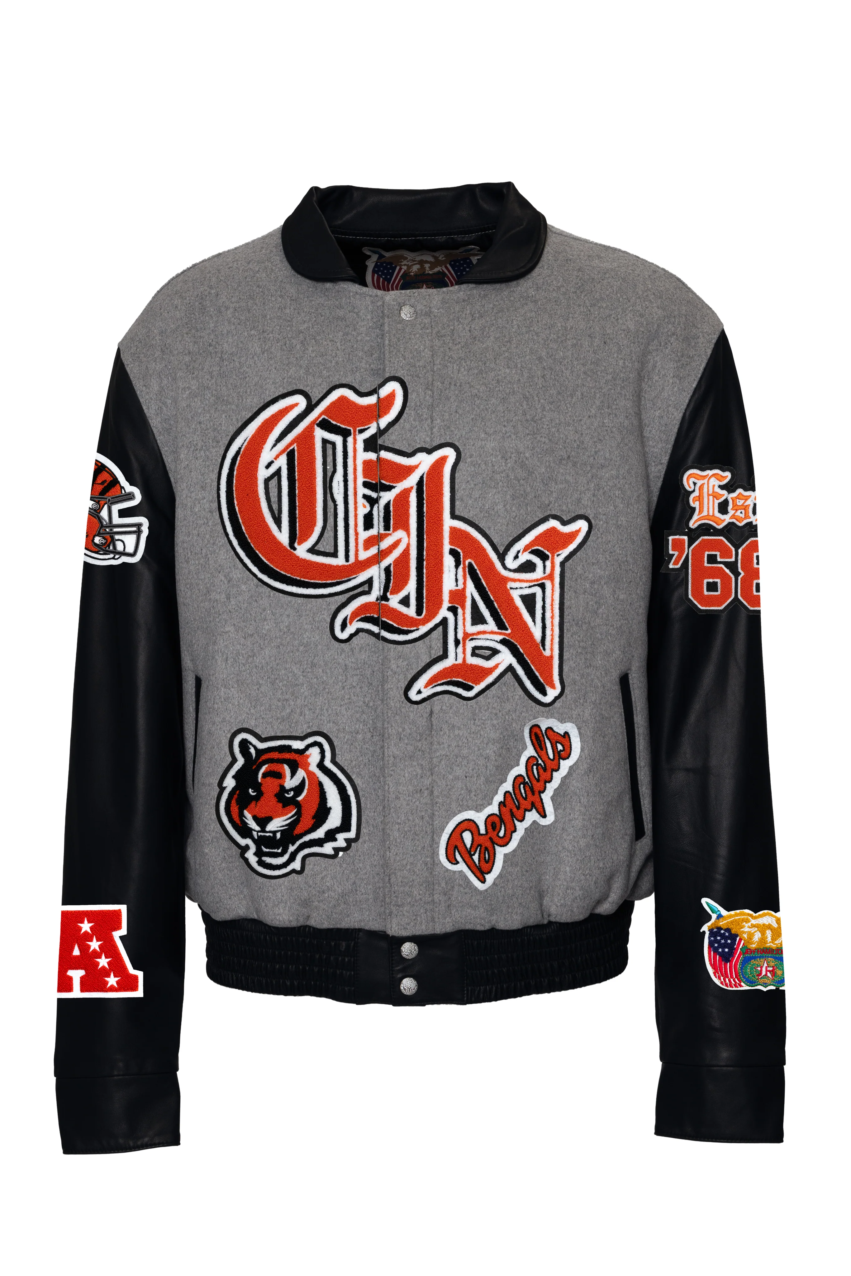 Cincinnati Bengals Wool & Leather Old English Varsity Jacket - Image 4