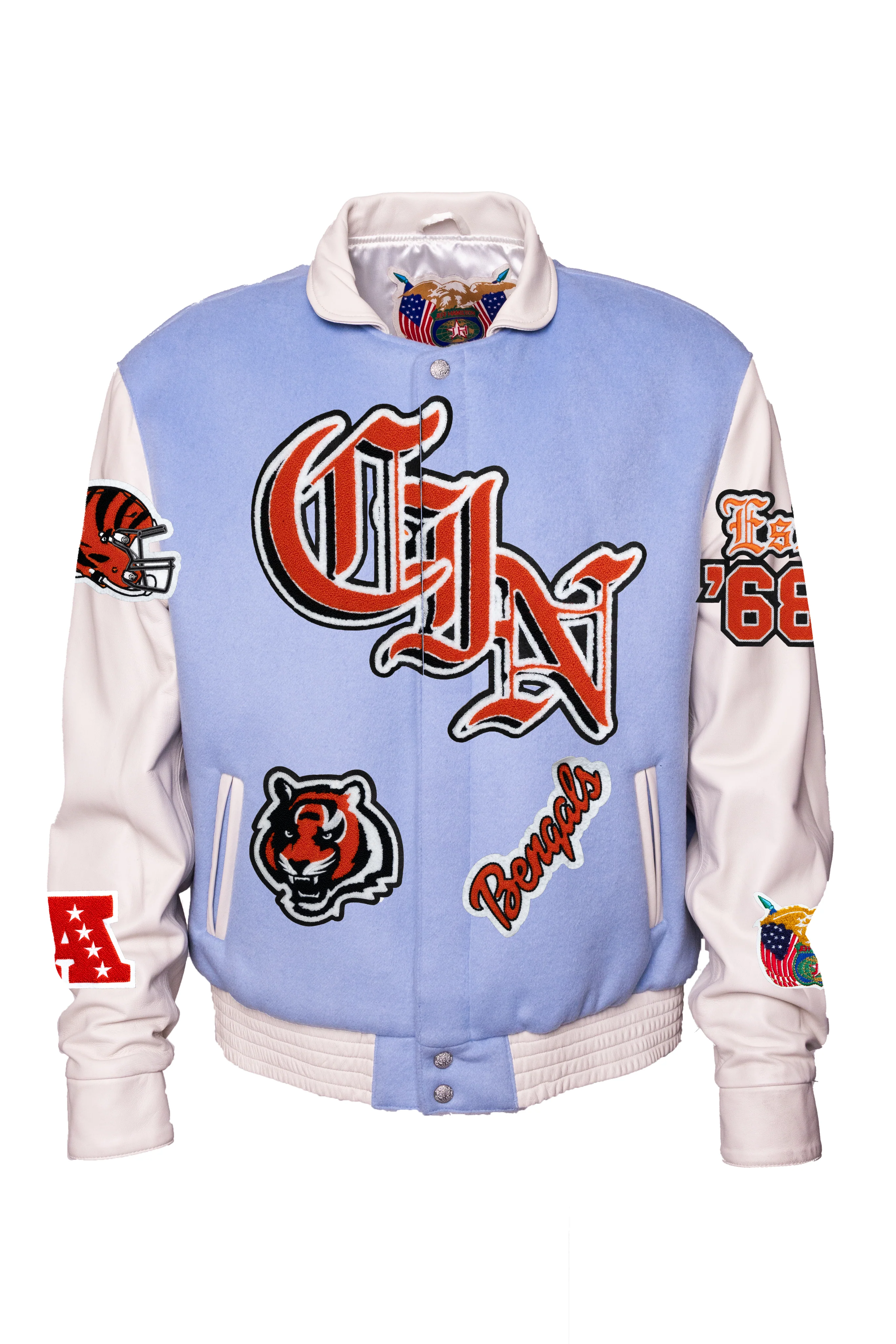 Cincinnati Bengals Wool & Leather Old English Varsity Jacket - Image 6