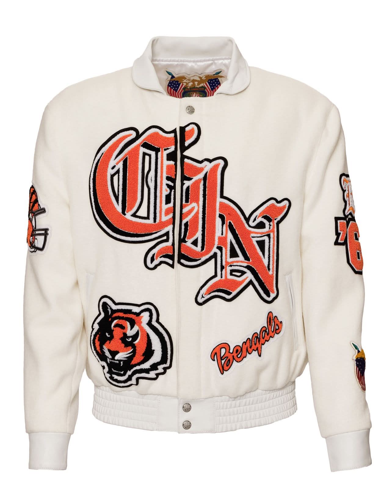 Cincinnati Bengals Wool & Leather Varsity Jacket White
