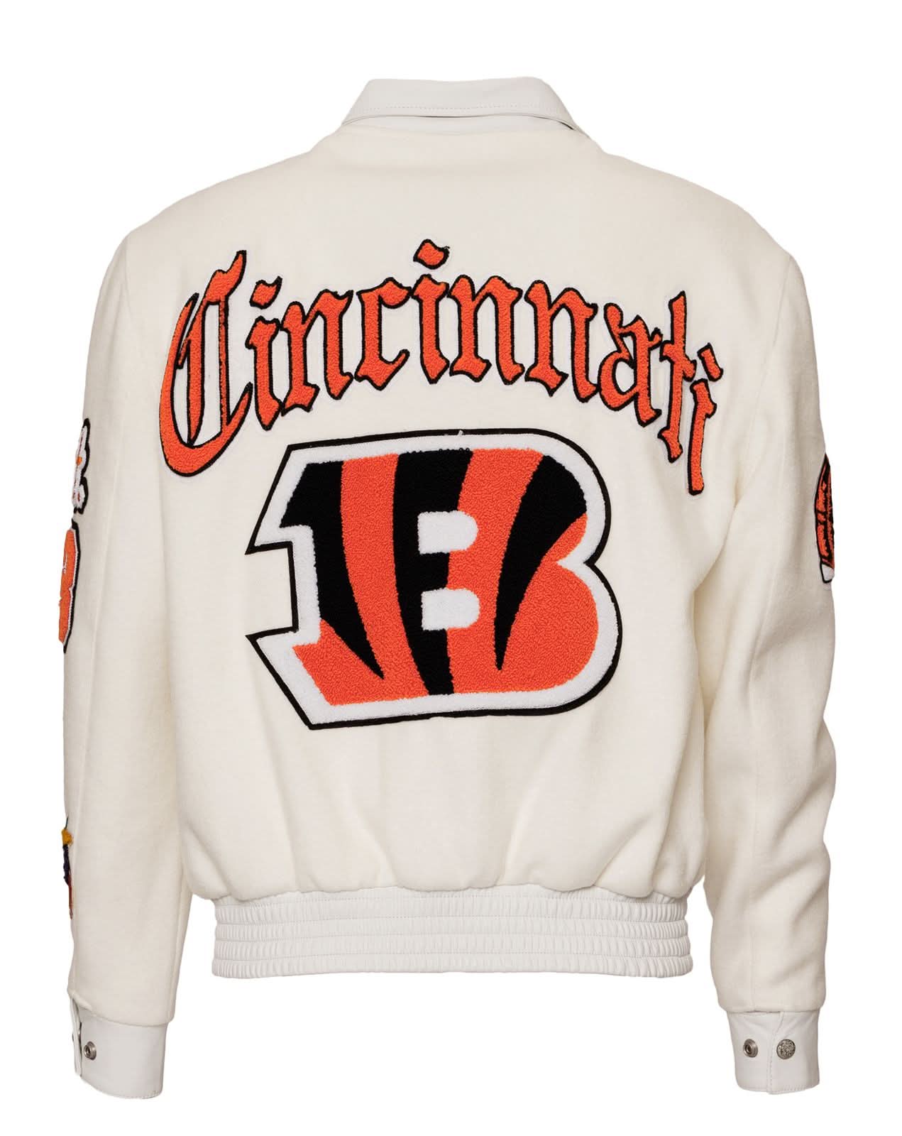 Cincinnati Bengals Wool & Leather Varsity Jacket White - Image 2