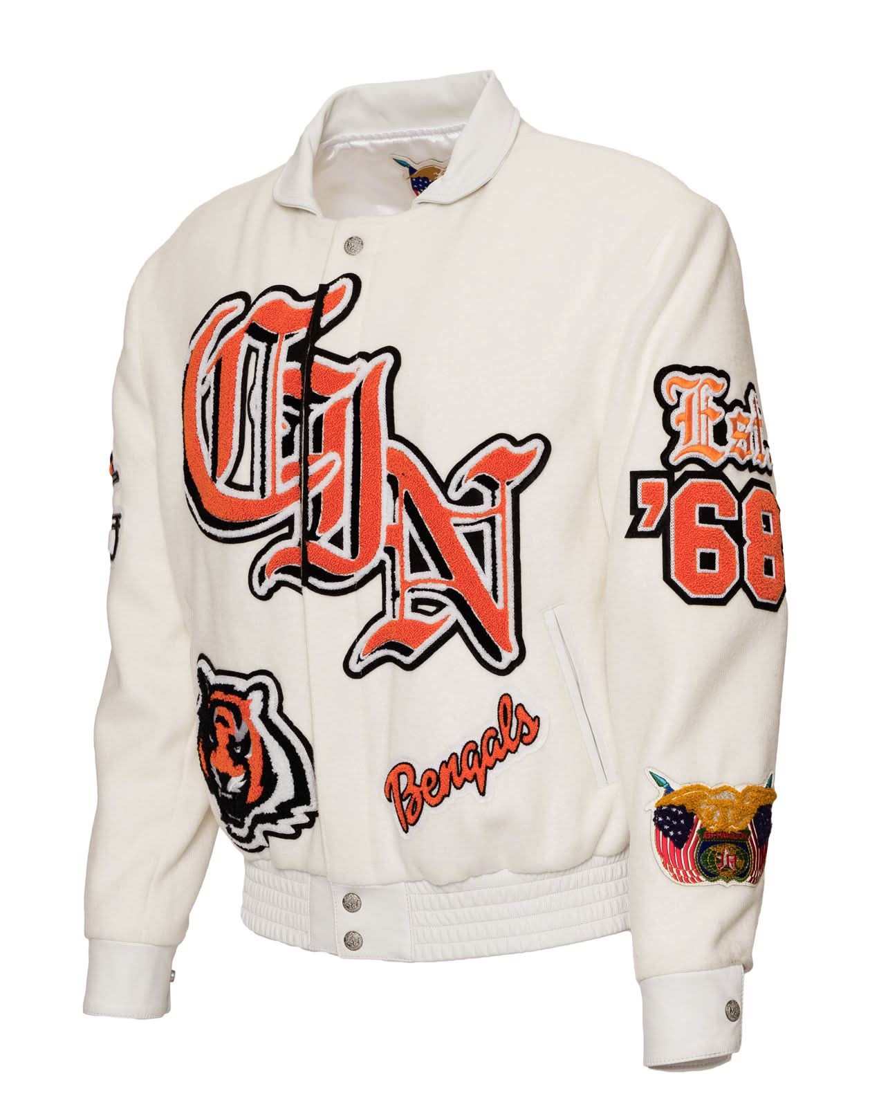 Cincinnati Bengals Wool & Leather Varsity Jacket White - Image 3