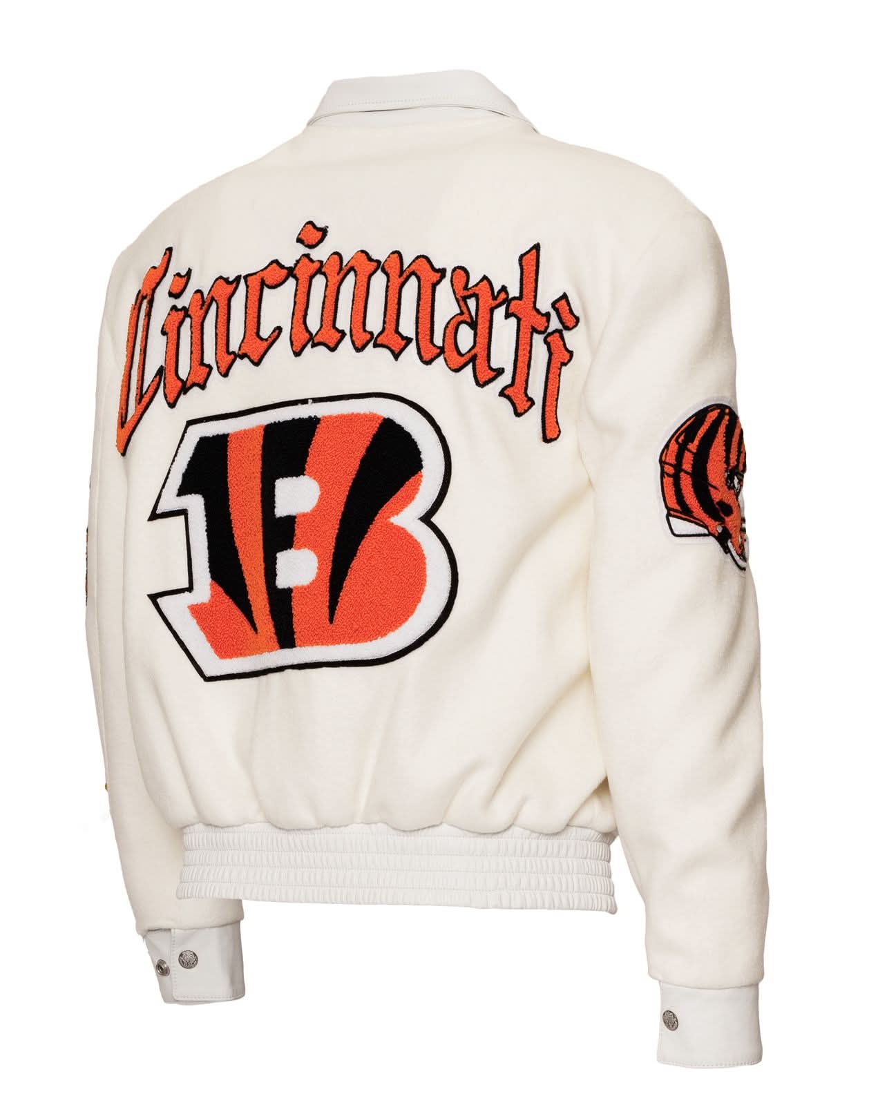 Cincinnati Bengals Wool & Leather Varsity Jacket White - Image 4