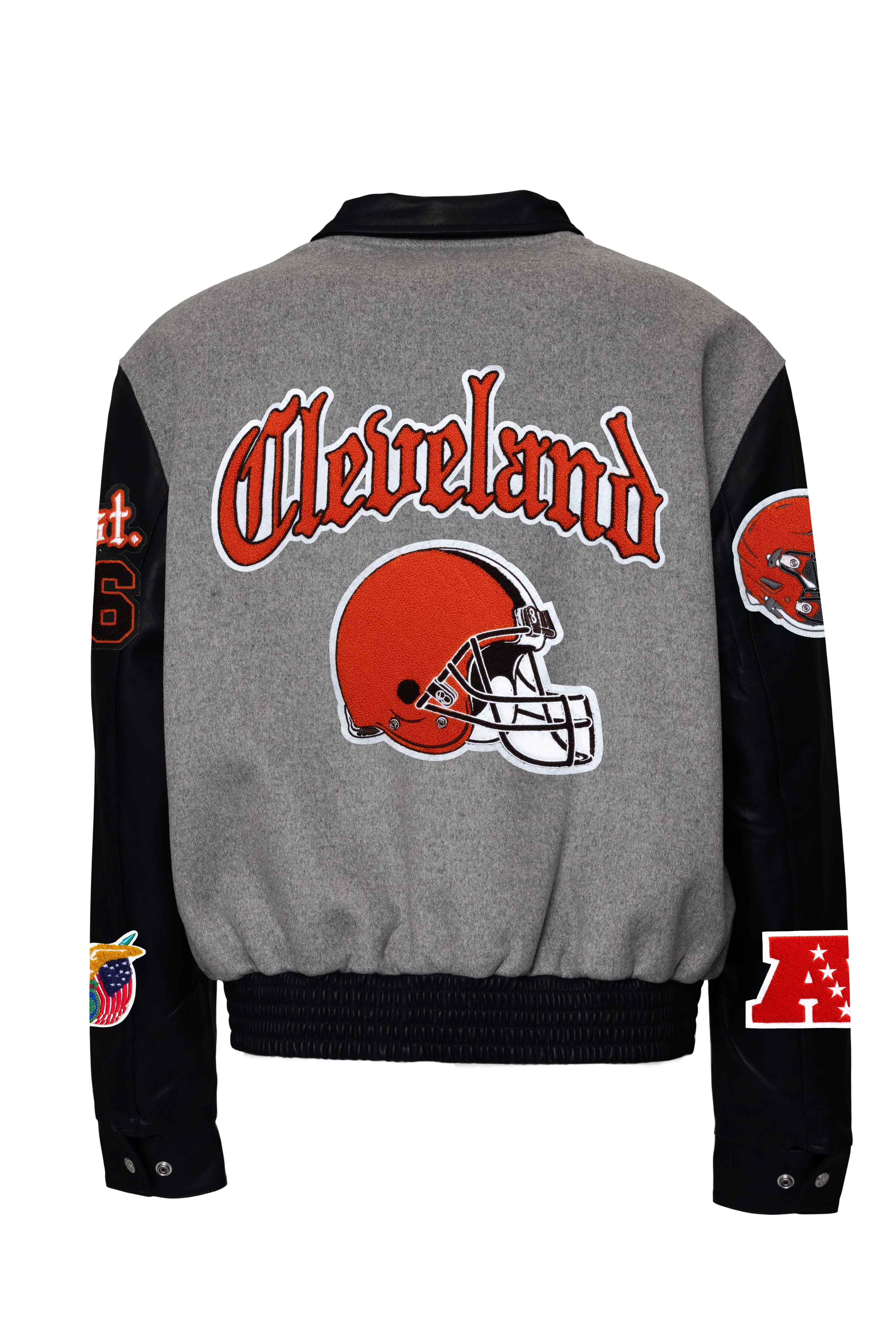 Cleveland Browns Wool & Leather Old English Varsity Jacket - Image 3