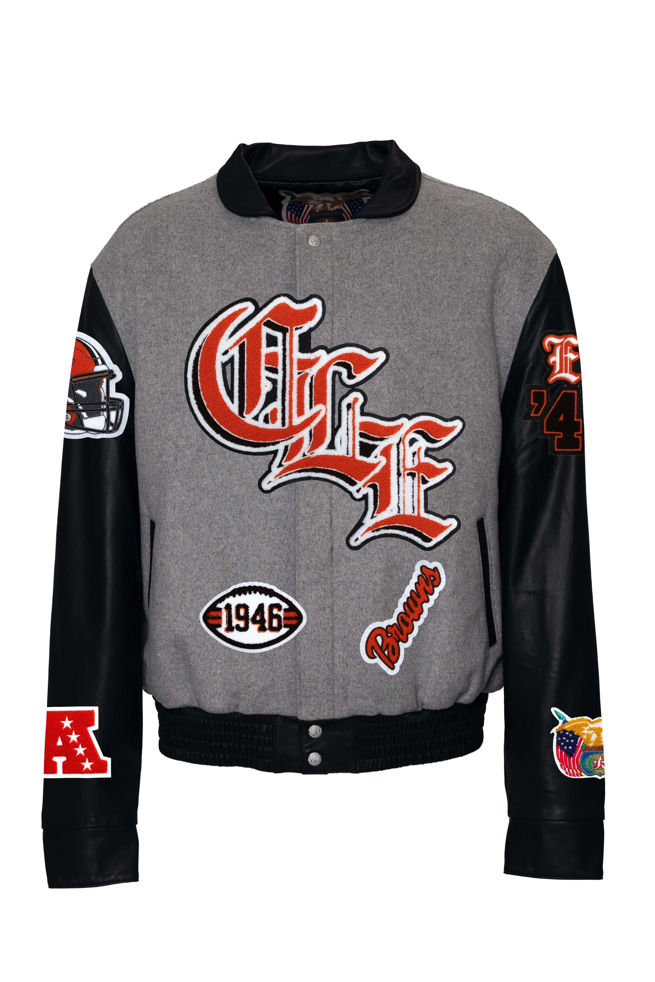 Cleveland Browns Wool & Leather Old English Varsity Jacket - Image 4