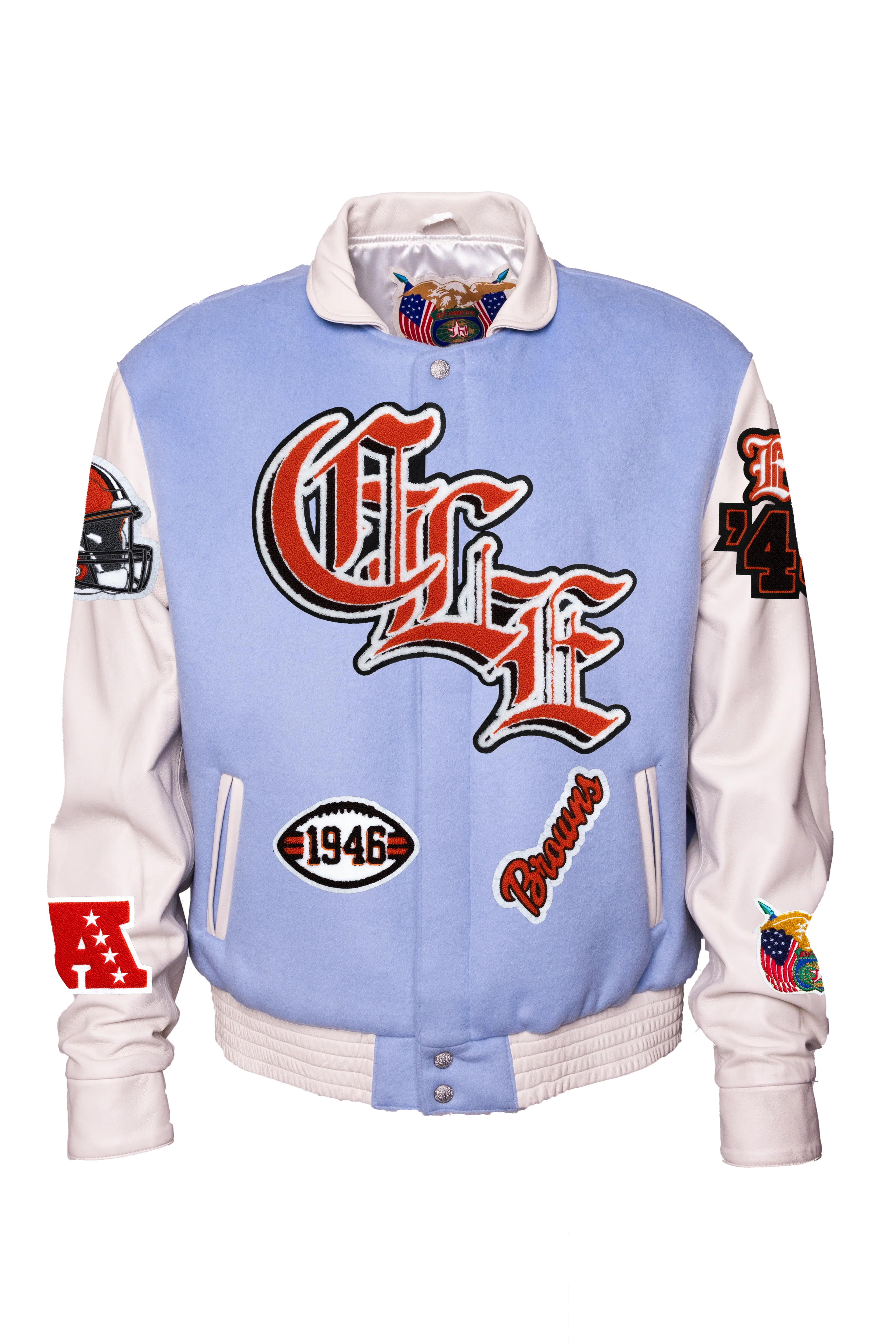 Cleveland Browns Wool & Leather Old English Varsity Jacket - Image 6