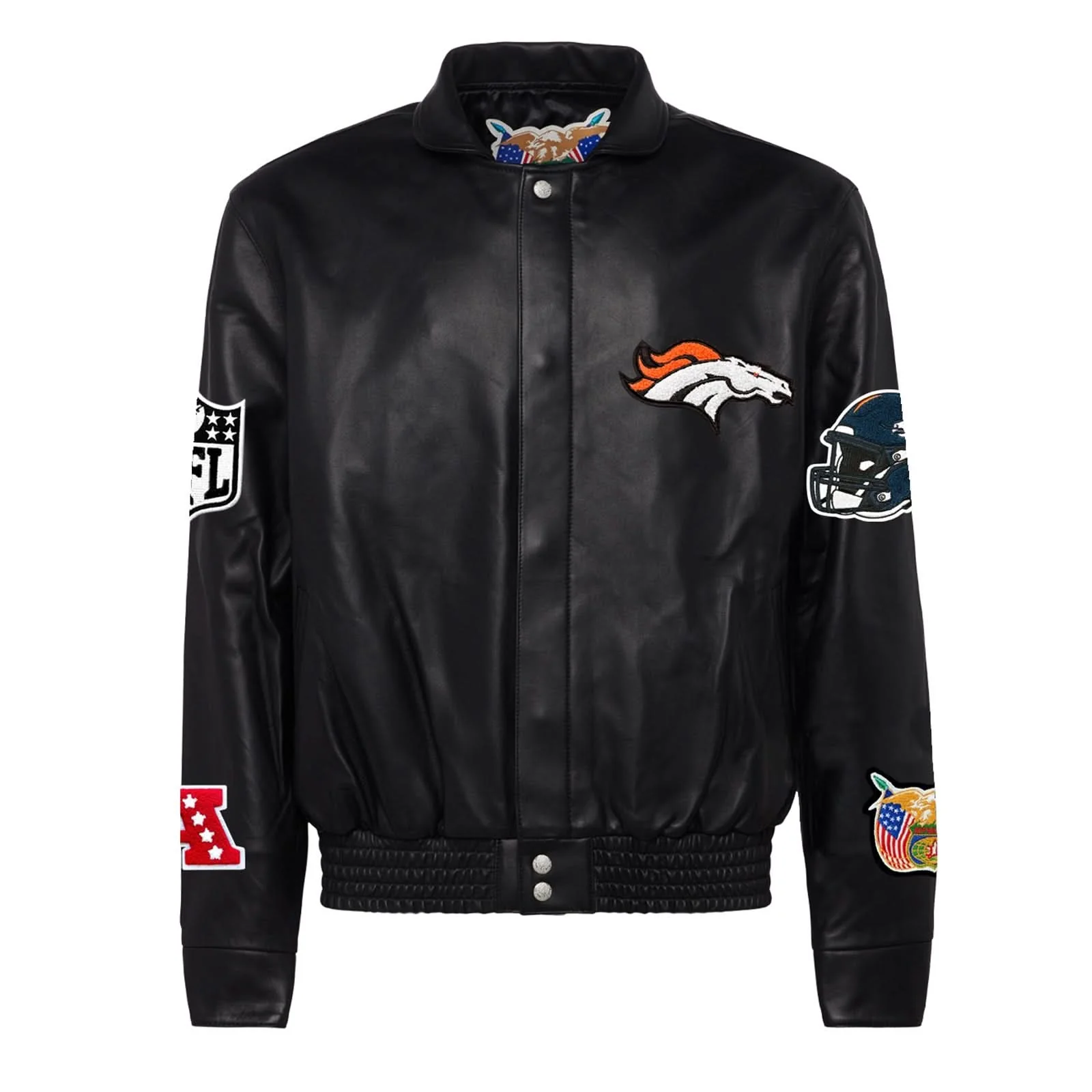 Denver Broncos Full Leather Jacket Black - Image 2