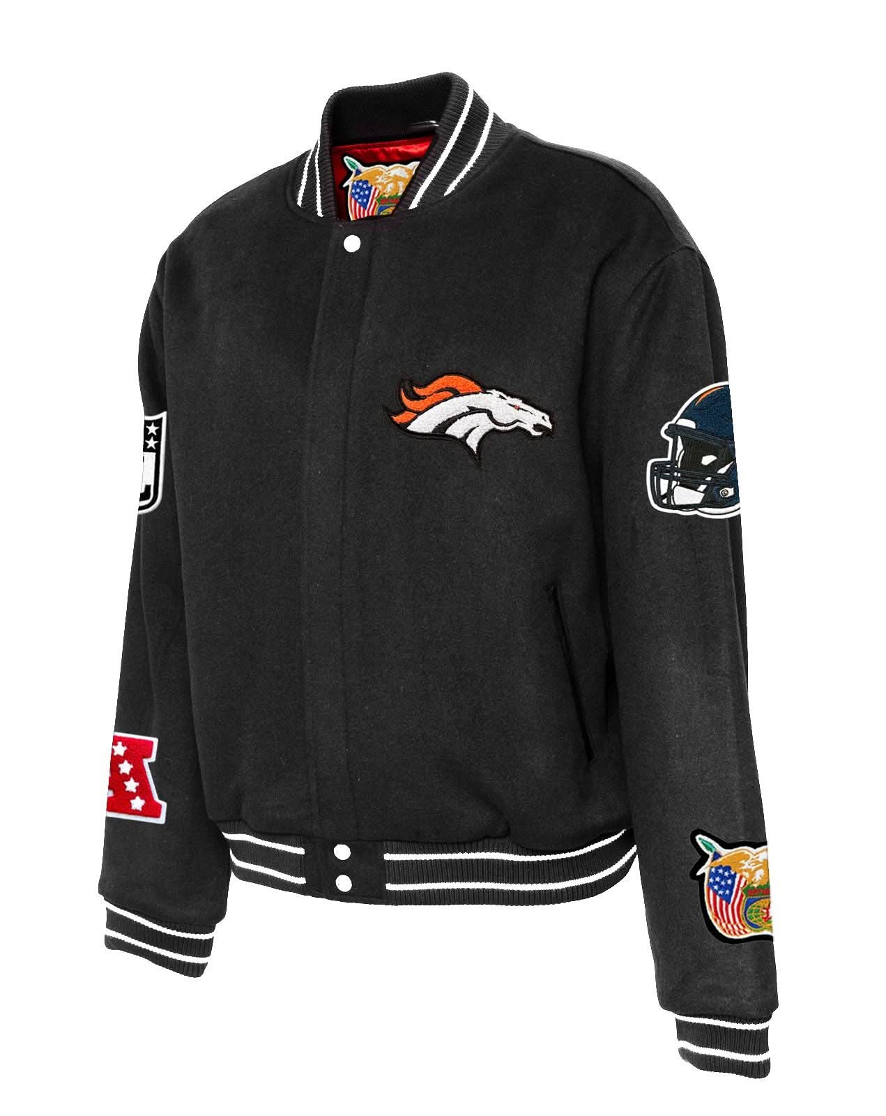 Denver Broncos Wool Varsity Jacket Black - Image 3