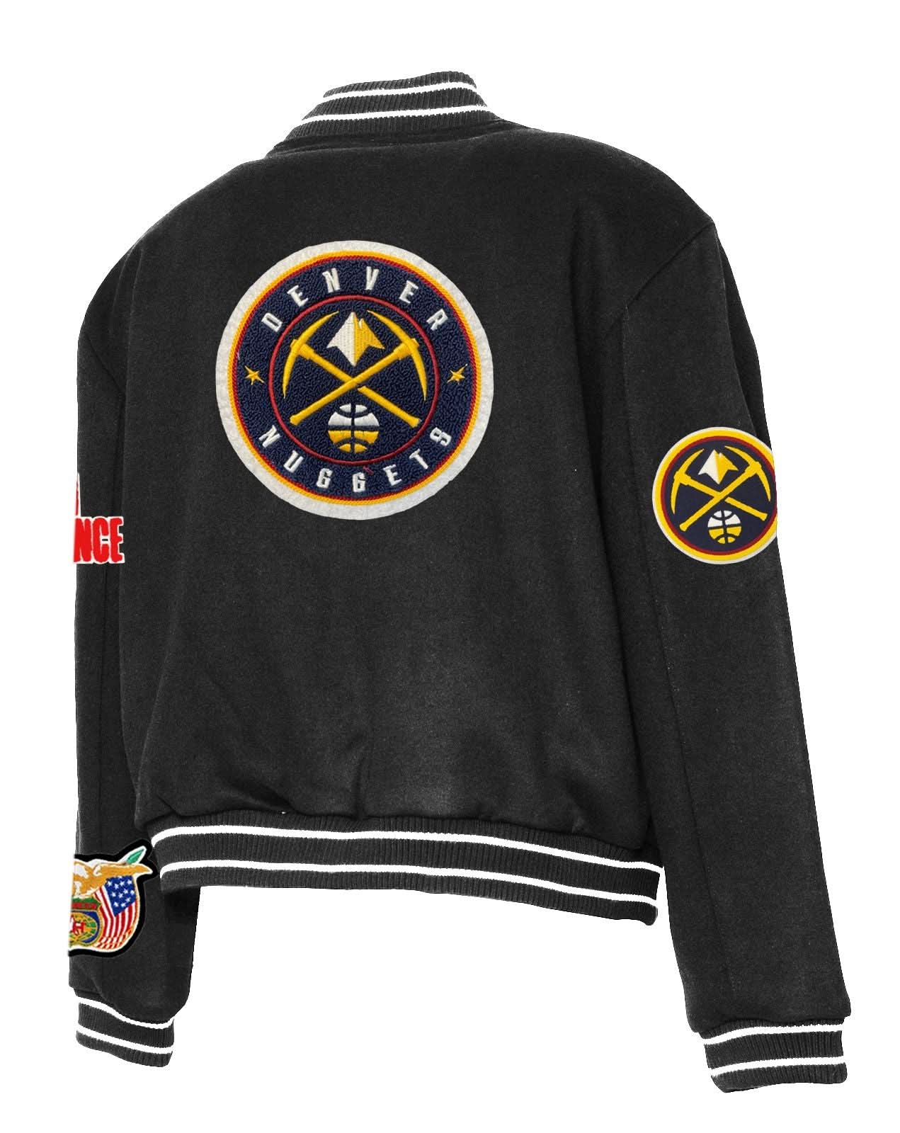 Denver Nuggets Wool Varsity Jacket Black - Image 3