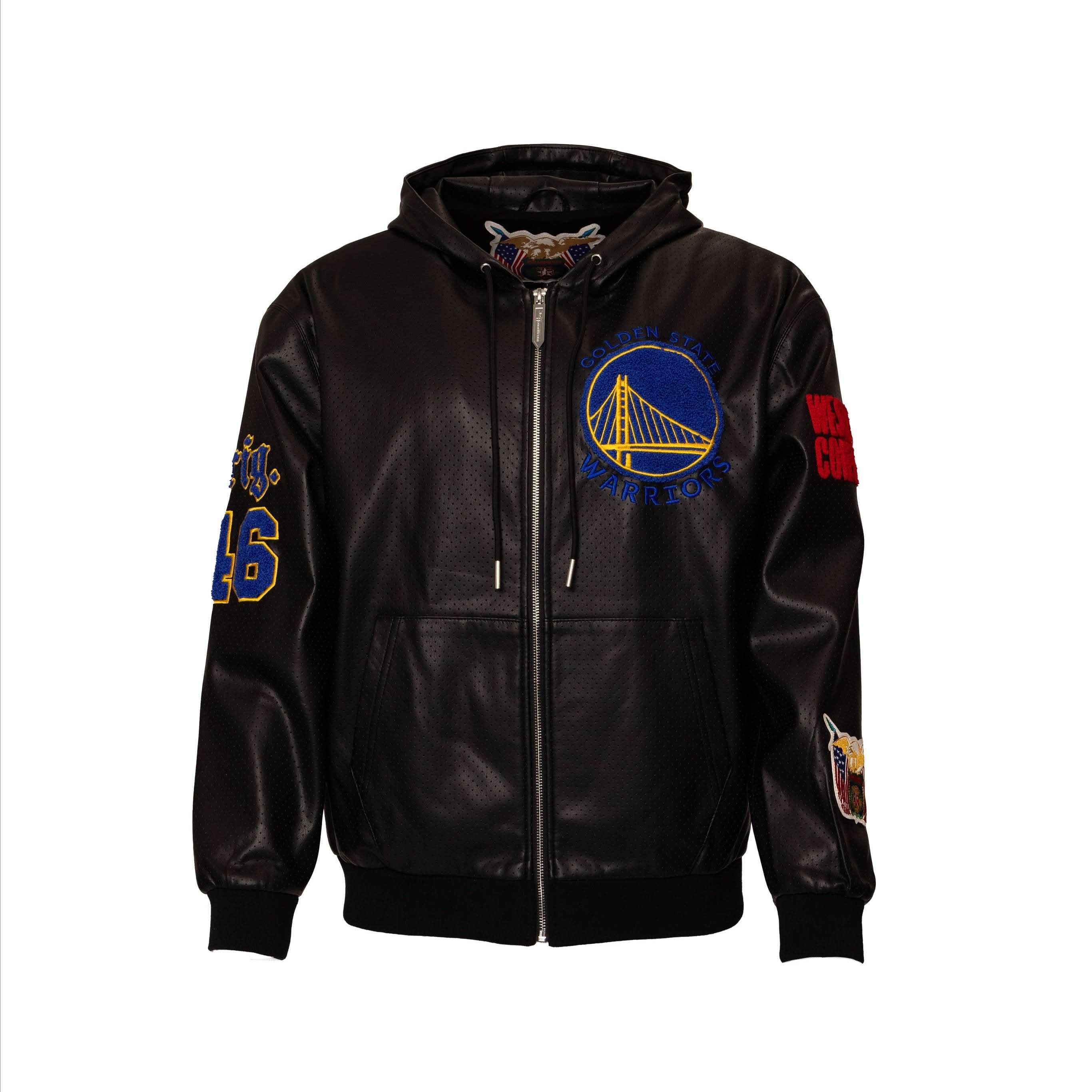 Golden State Warriors 1946 Lightweight Vegan Zip-Up Hooded Jacket Black - Image 3