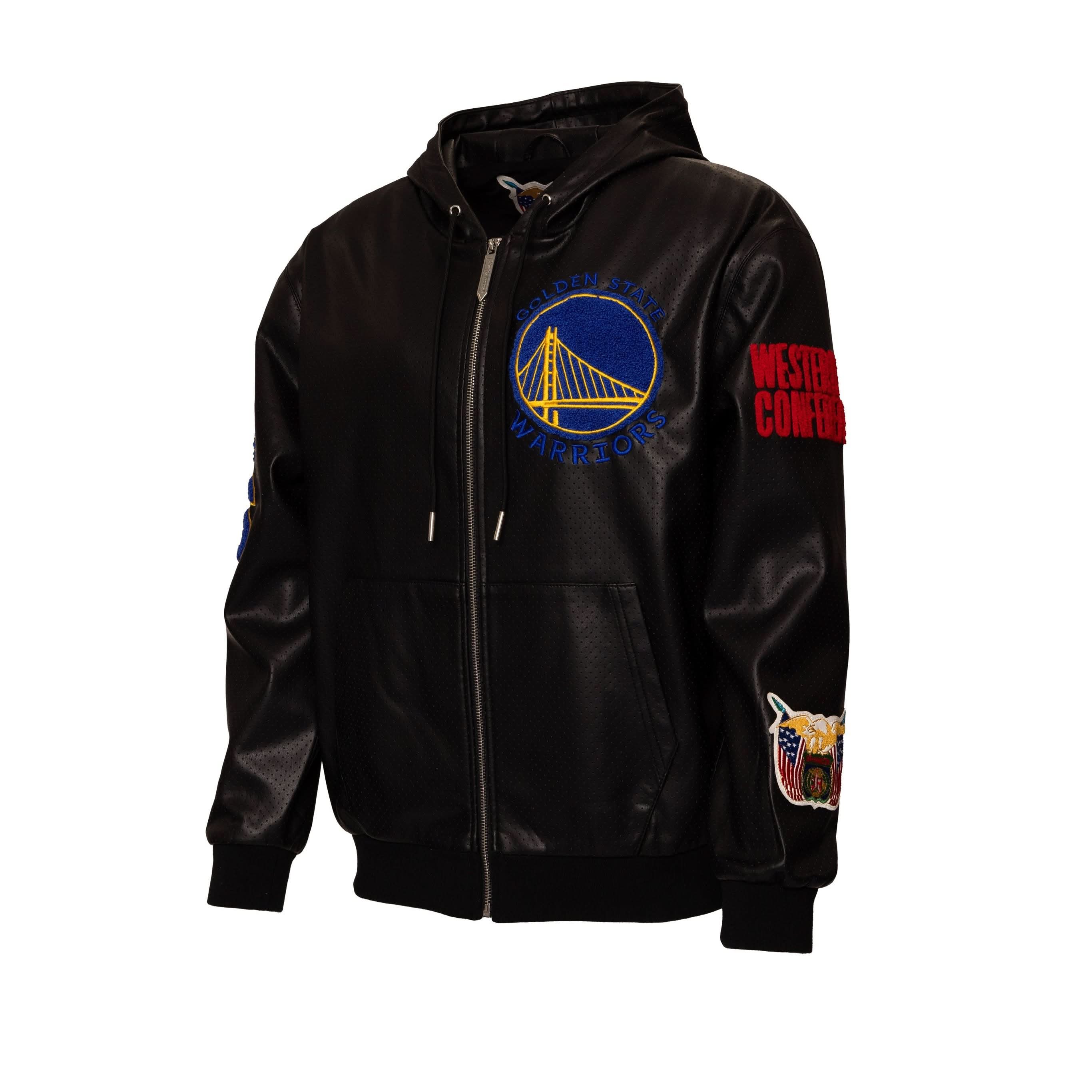 Golden State Warriors 1946 Lightweight Vegan Zip-Up Hooded Jacket Black - Image 4