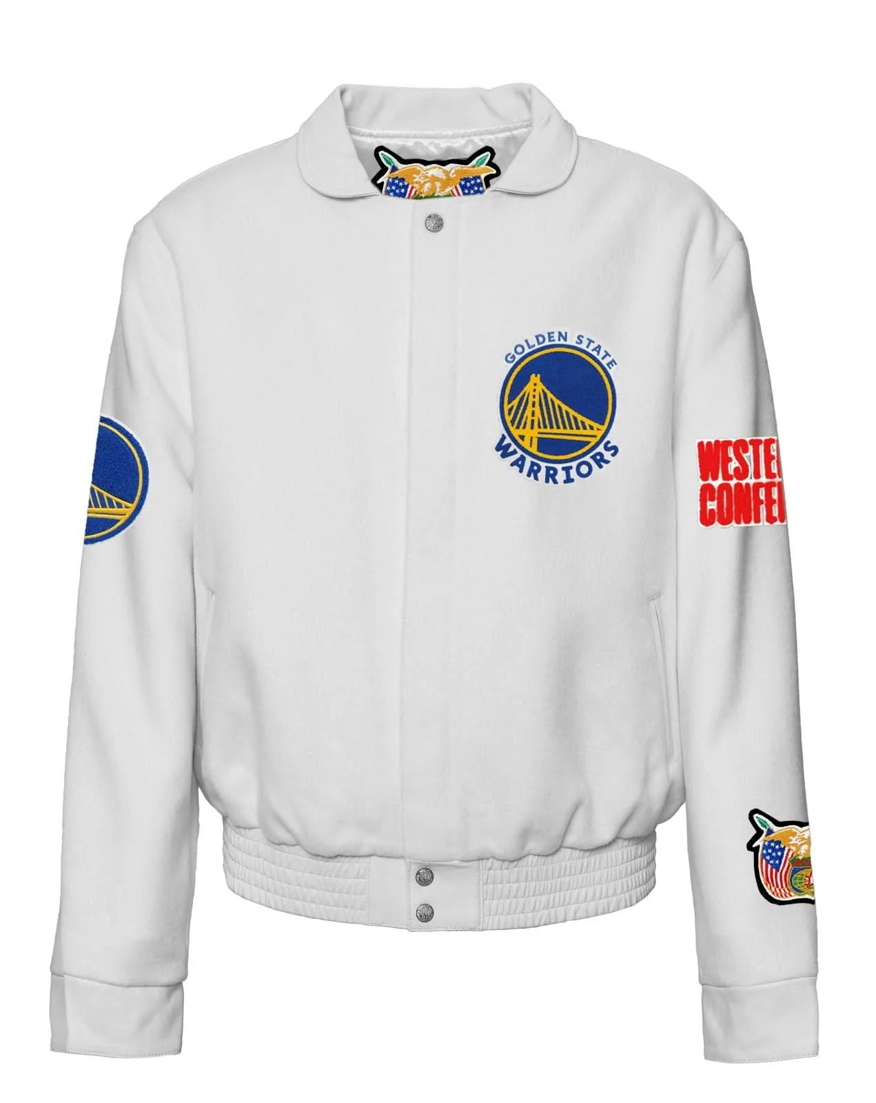 Golden State Warriors Wool & Leather Varsity Jacket - Image 3