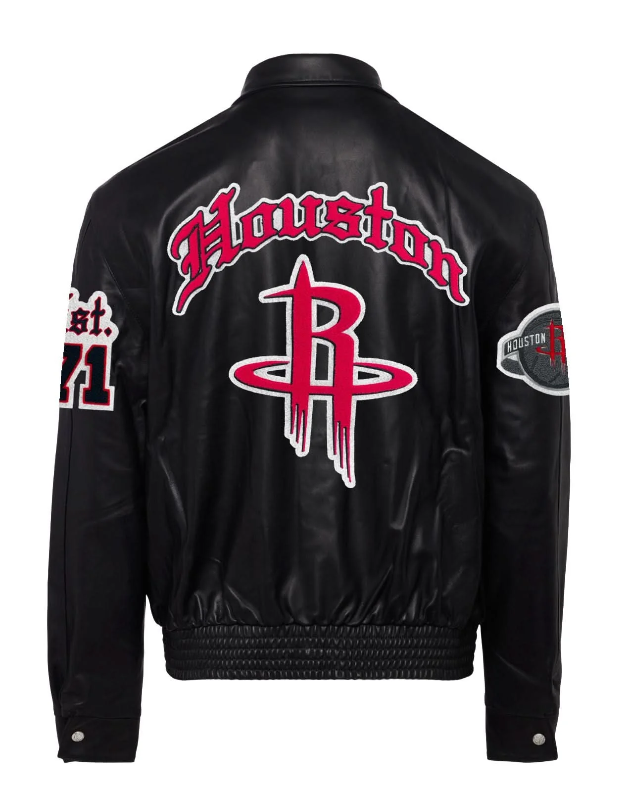 Houston Rockets Full Leather Old English Jacket Black