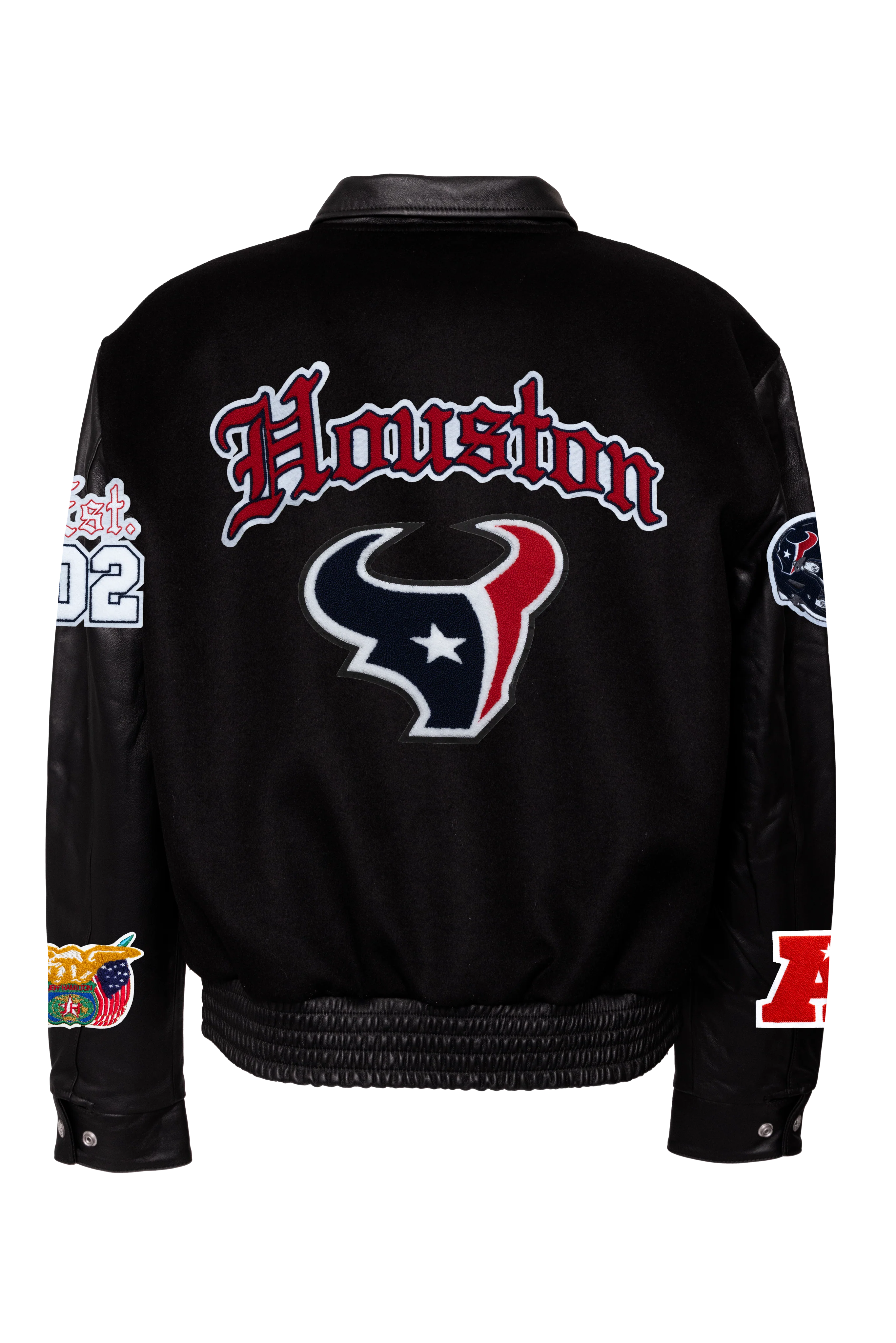 Houston Texans Wool & Leather Old English Varsity Jacket