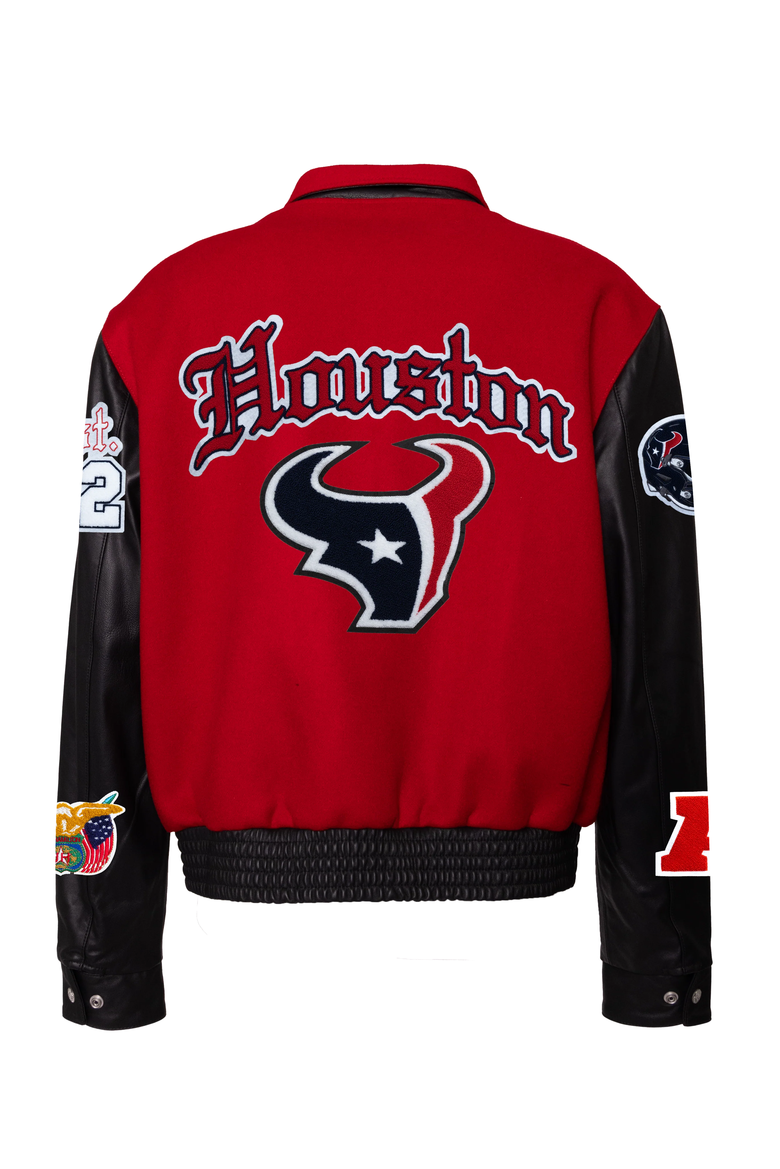 Houston Texans Wool & Leather Old English Varsity Jacket - Image 5