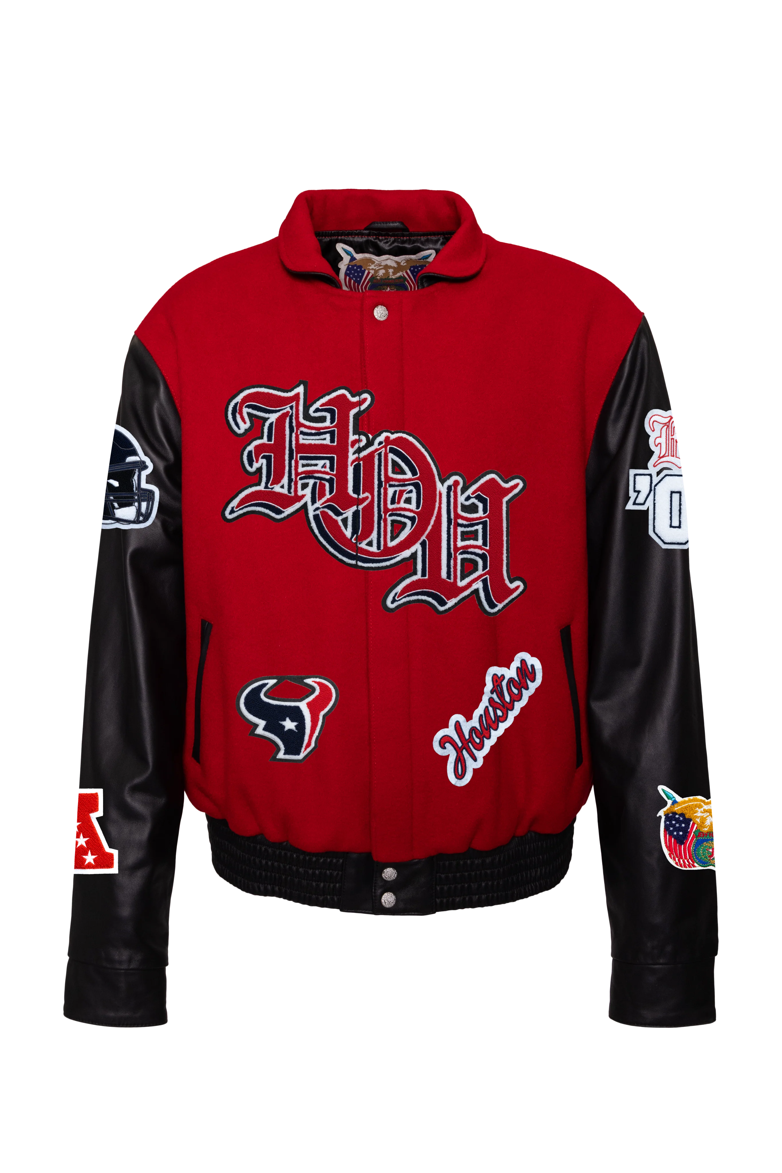 Houston Texans Wool & Leather Old English Varsity Jacket - Image 6