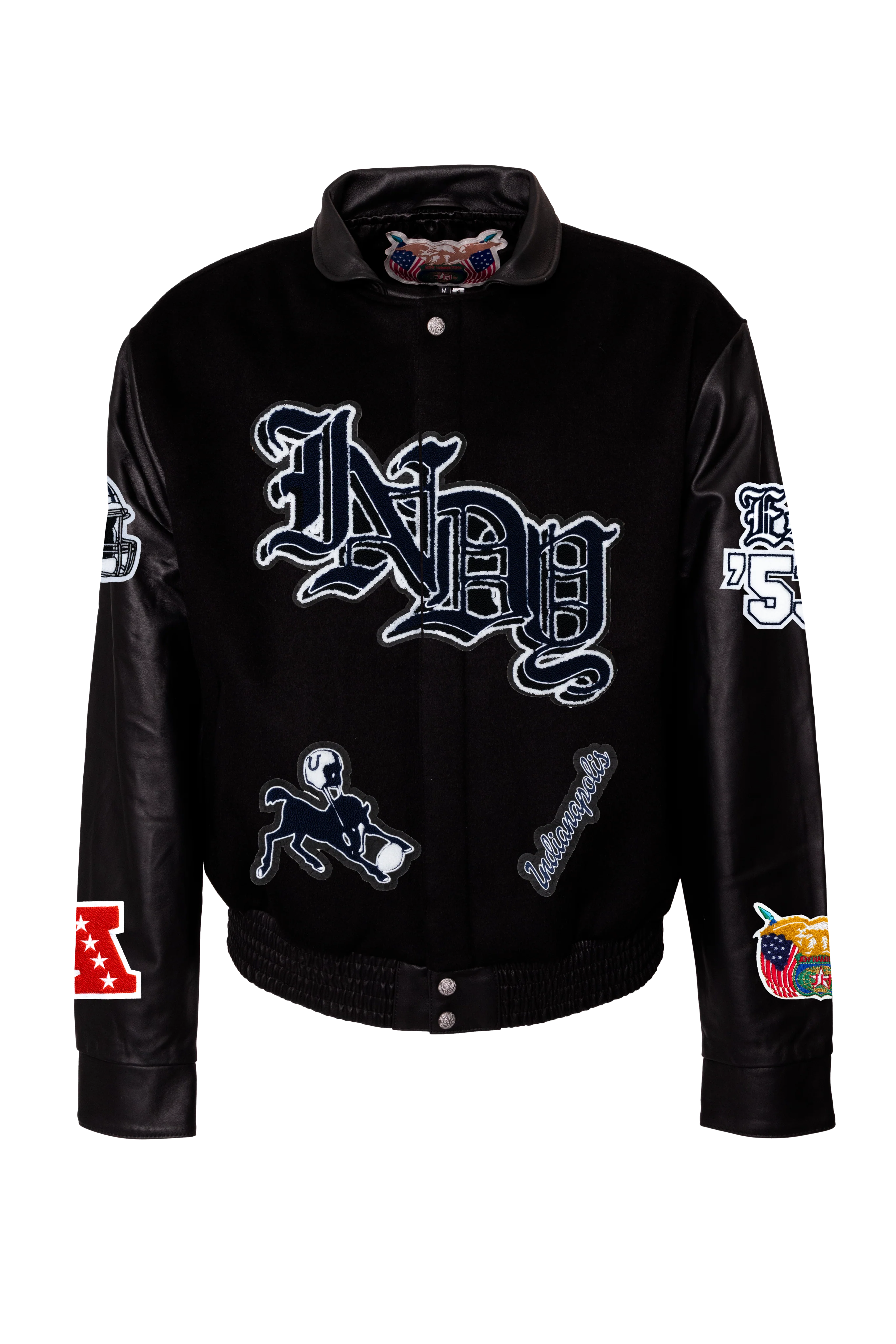 Indianapolis Colts Wool & Leather Old English Varsity Jacket - Image 2