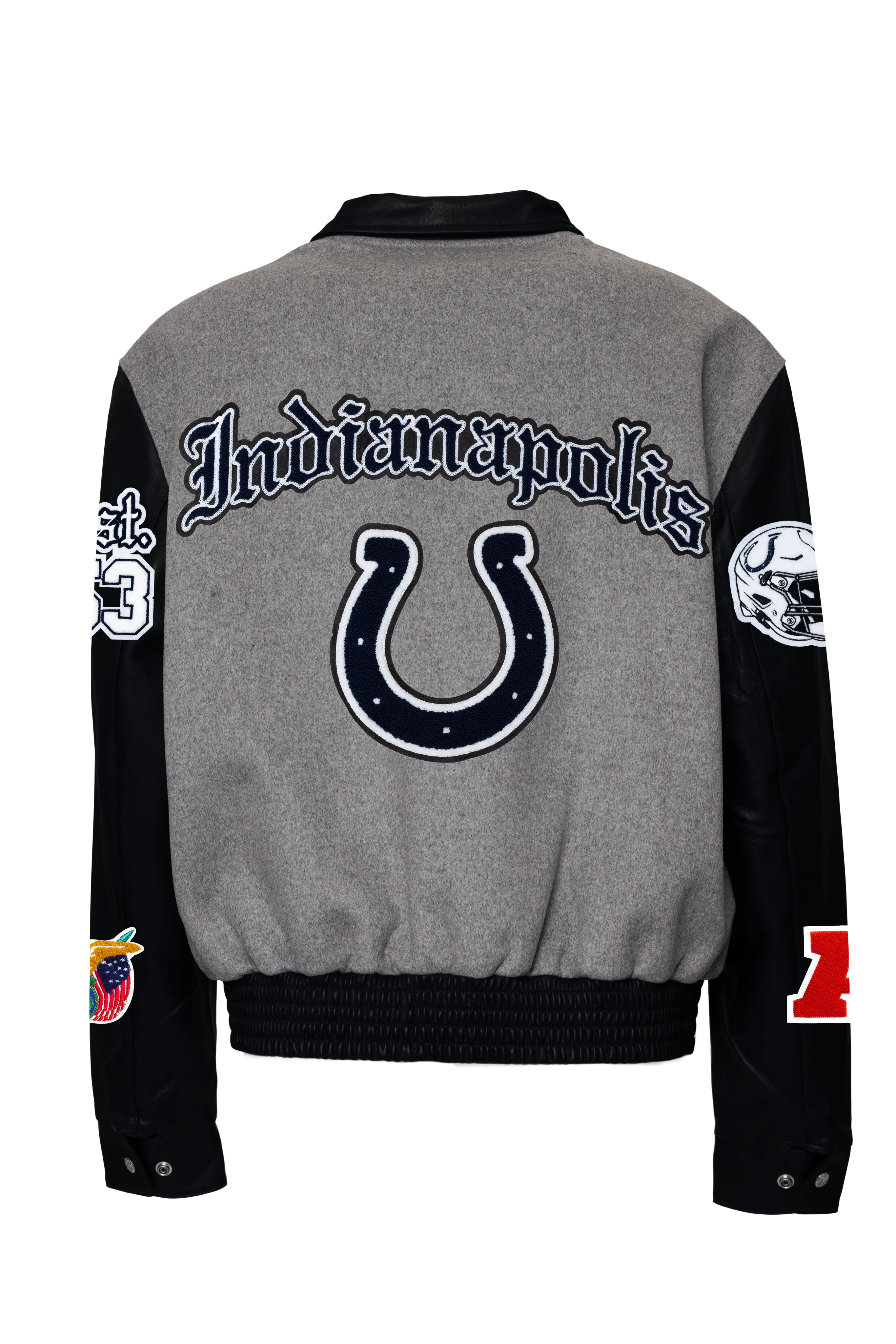 Indianapolis Colts Wool & Leather Old English Varsity Jacket - Image 3
