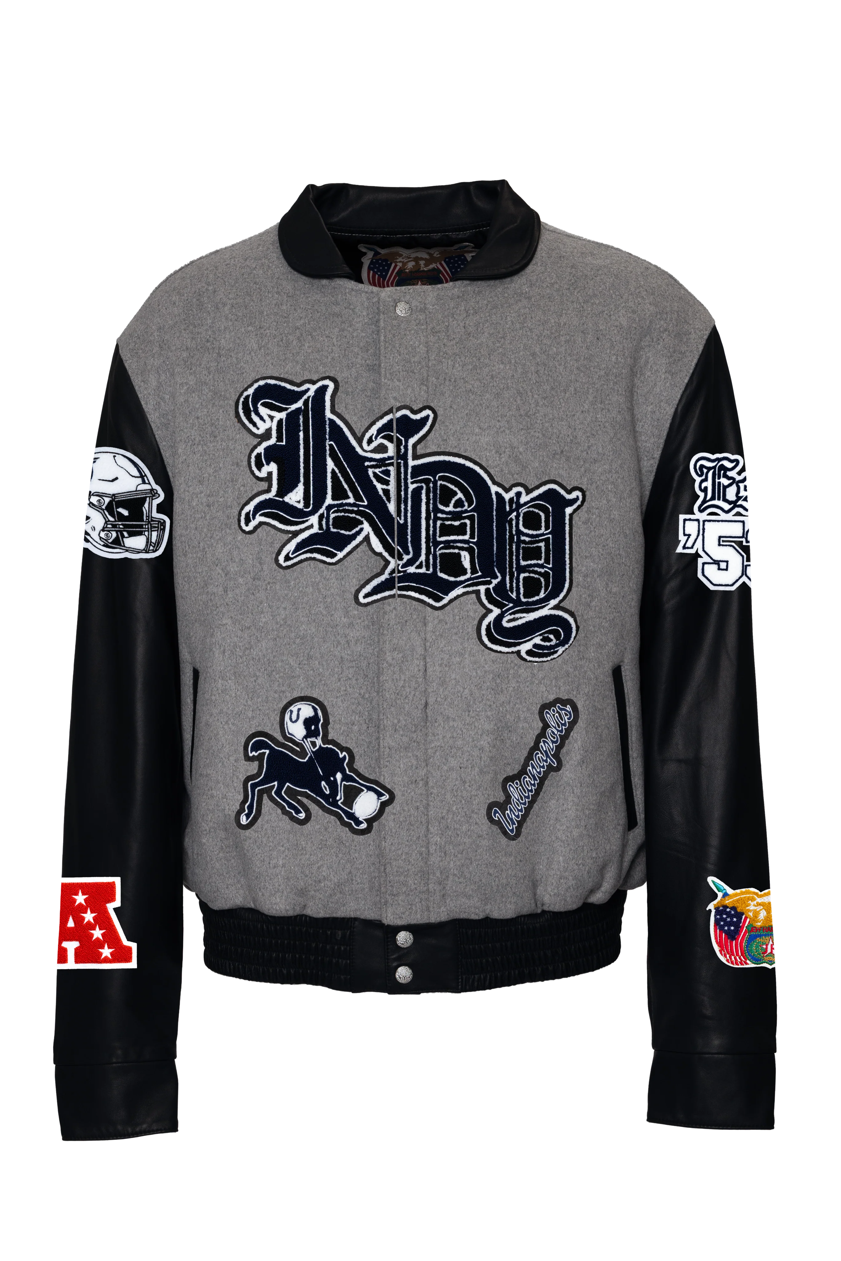 Indianapolis Colts Wool & Leather Old English Varsity Jacket - Image 4