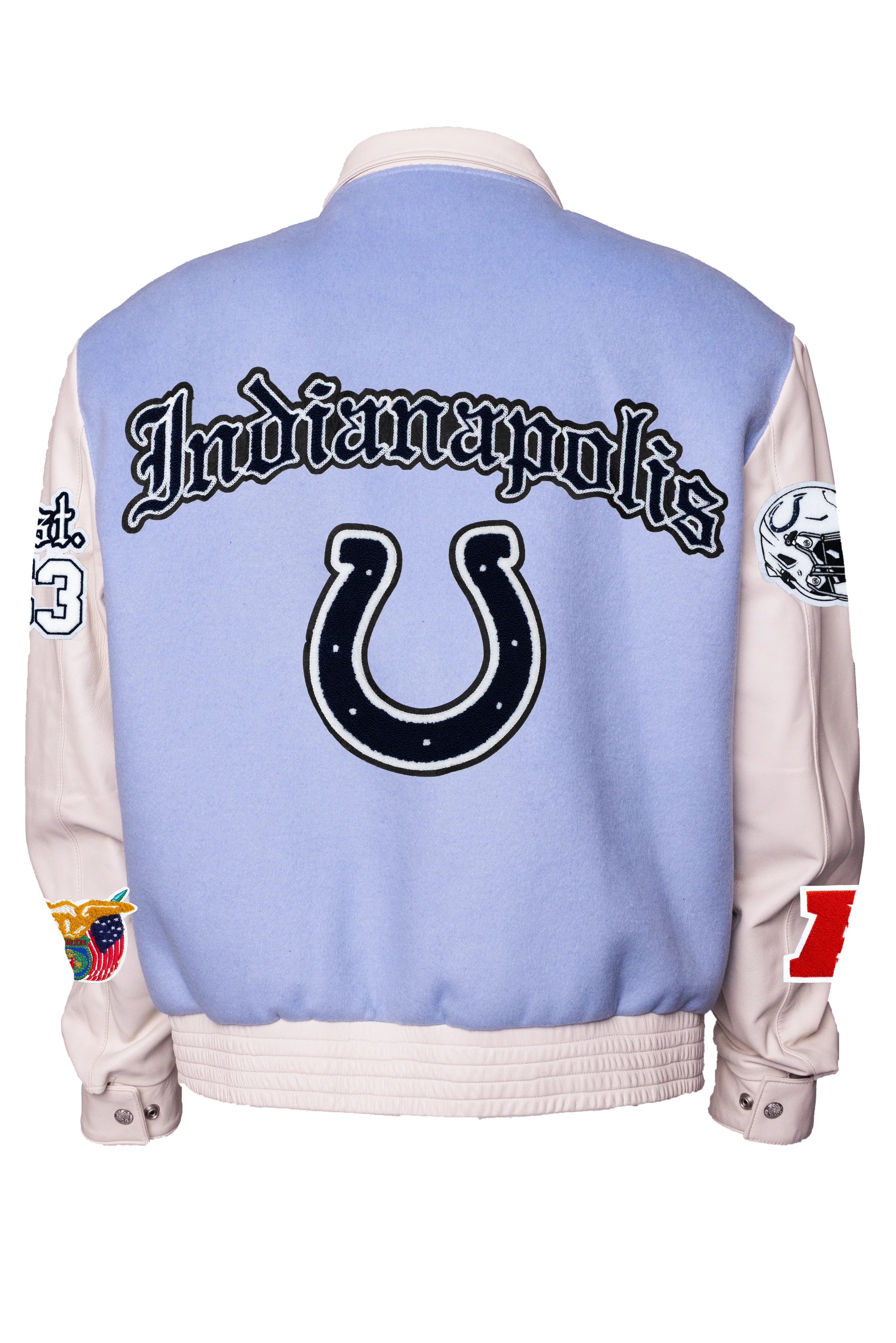 Indianapolis Colts Wool & Leather Old English Varsity Jacket - Image 5