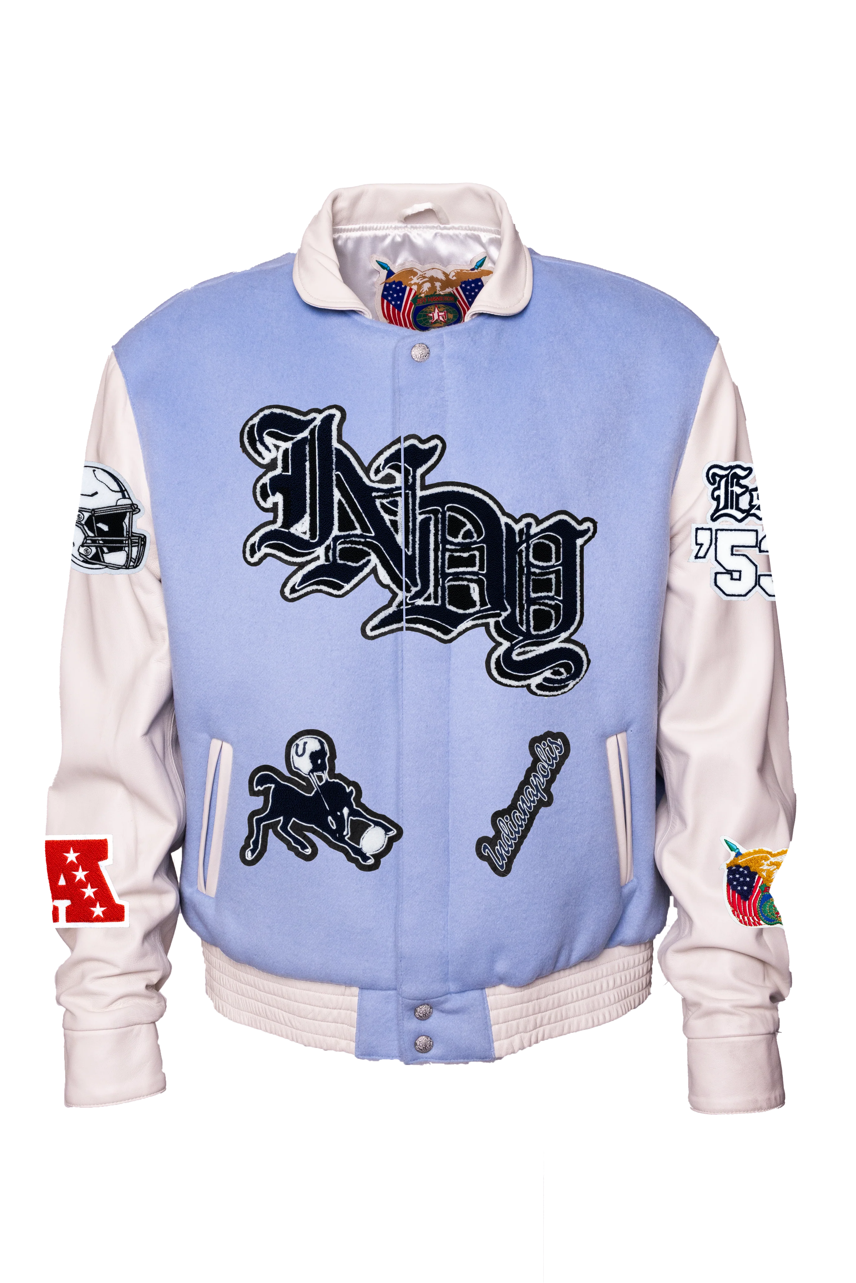 Indianapolis Colts Wool & Leather Old English Varsity Jacket - Image 6